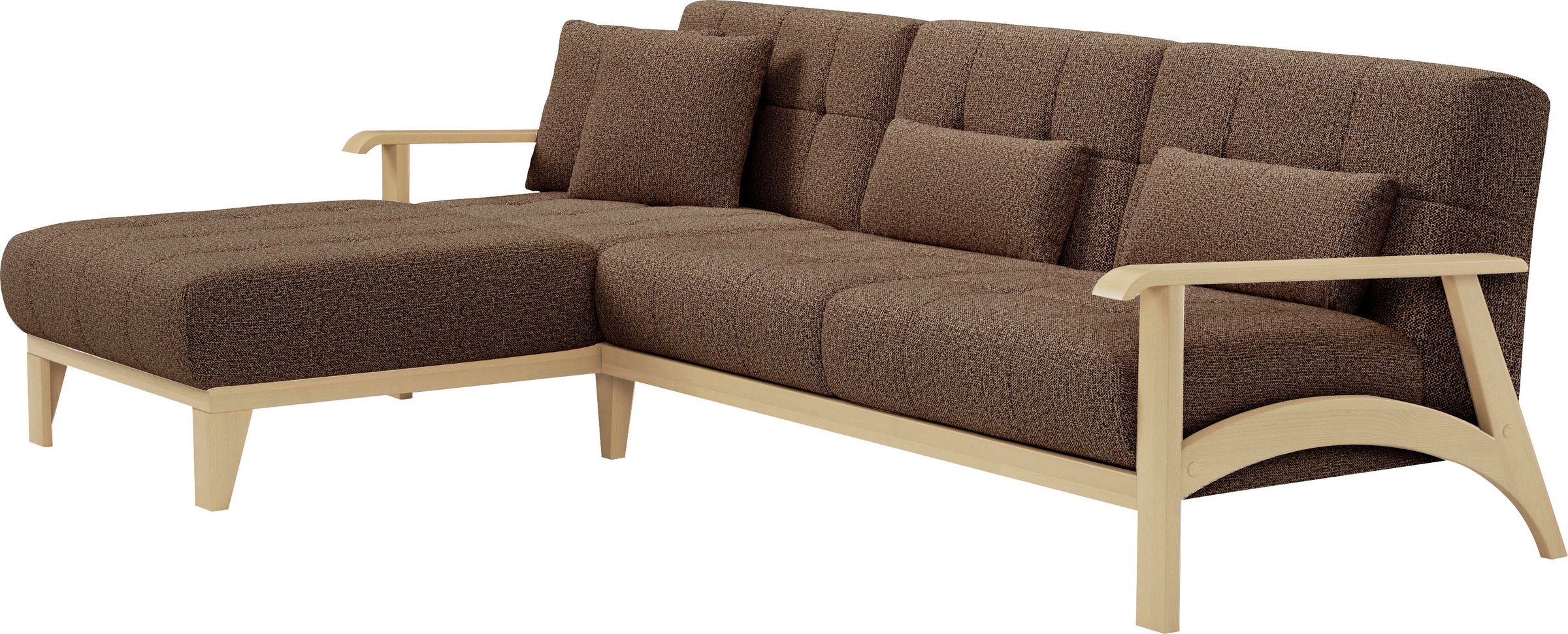sit&more Ecksofa »Billund L-Form«, Armlehnen aus Buchenholz in natur, verschiedene Bezüge und Farben