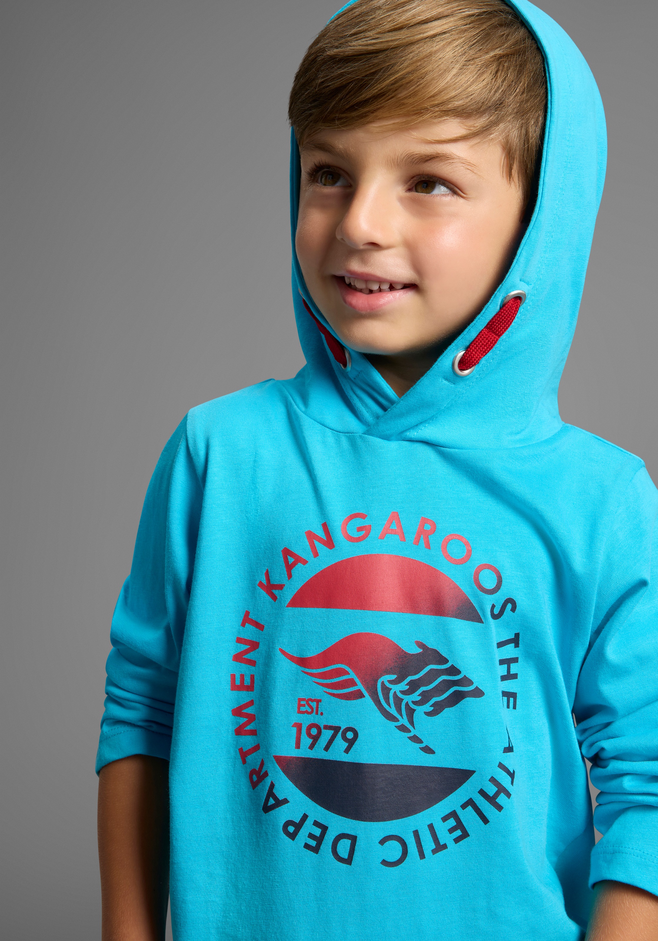 KangaROOS Langarmshirt »Shirt für kleine Jungen«, Kapuzenshirt mit Print