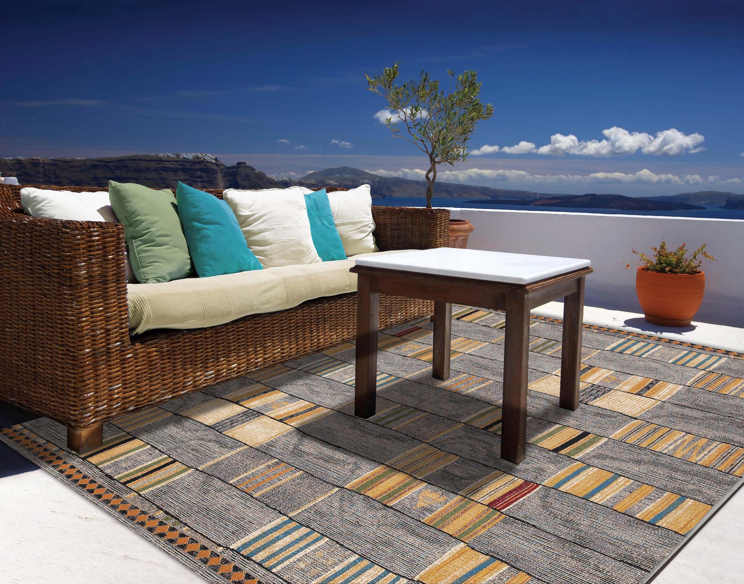 Gino Falcone Teppich »Outdoor-Africa 40«, rechteckig, 5 mm Höhe, Flachgewebe, In- und Outdoor geeignet, Wohnzimmer