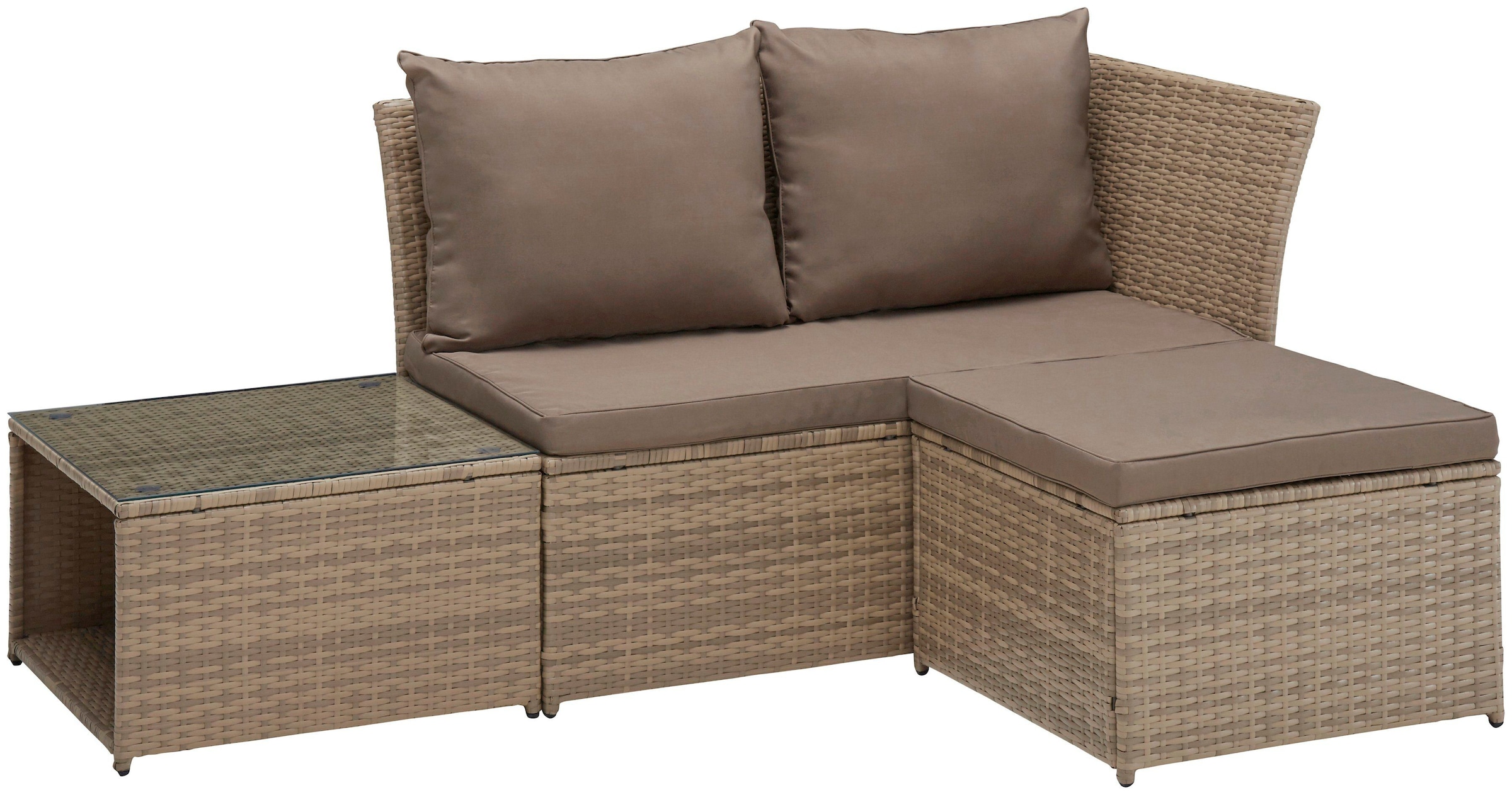 KONIFERA Gartenlounge-Set »Marseille«, (8 tlg.), Sofa, Tisch 57x57 cm, Hocker, Polyrattan