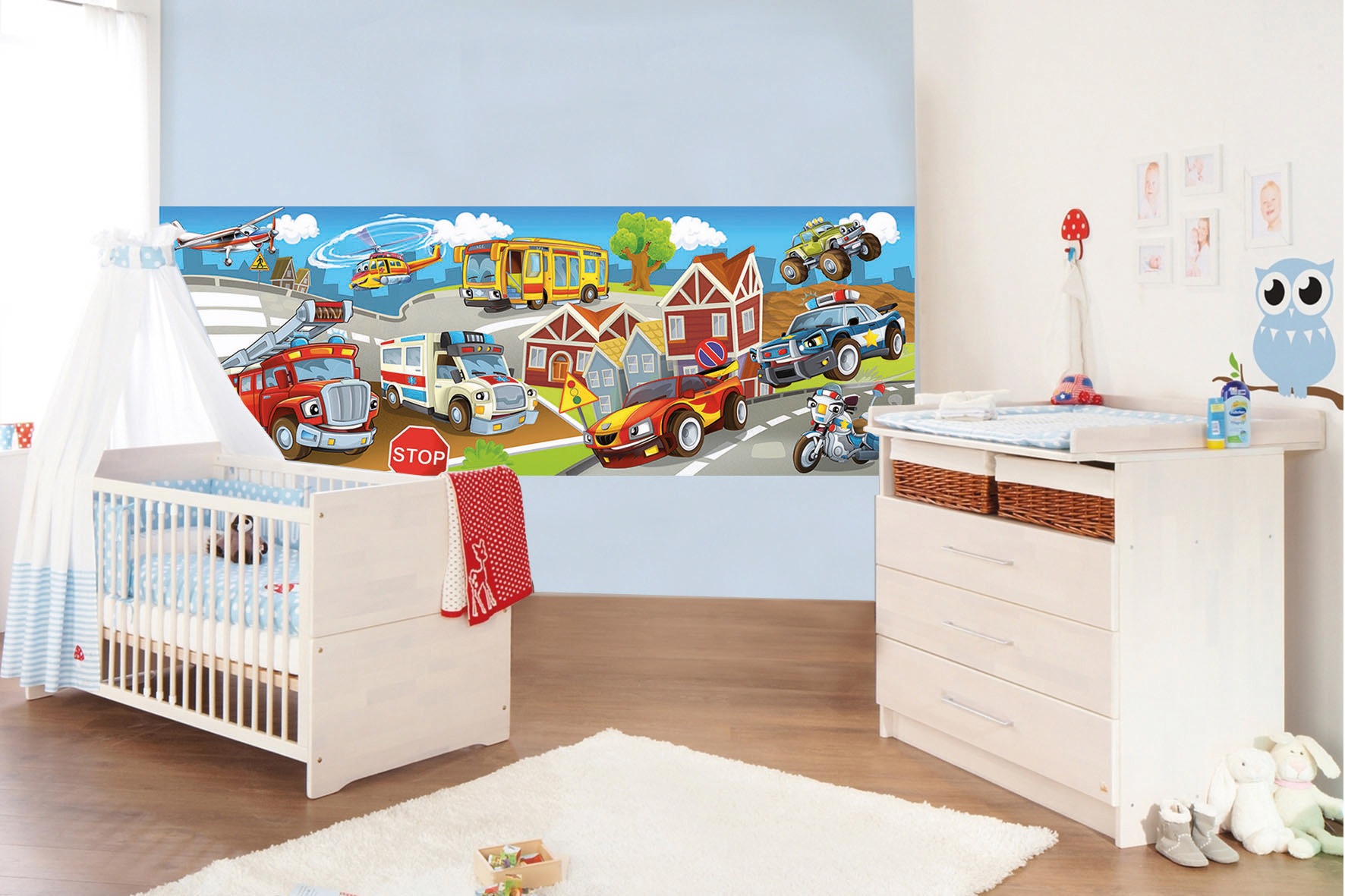 Papermoon Fototapete »Kids Cars Panorama«, matt günstig online kaufen