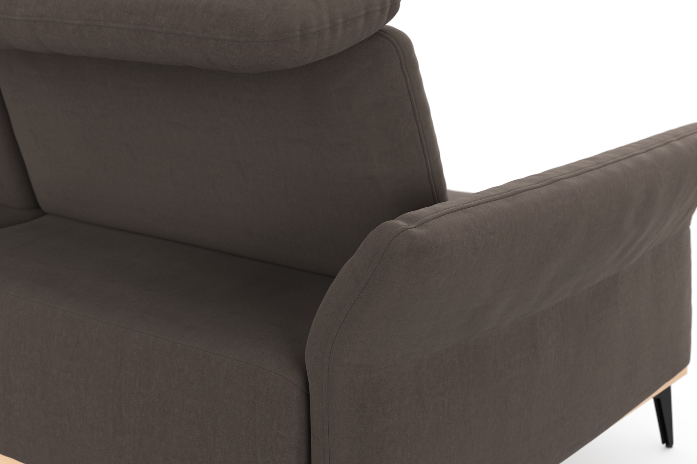 PLACES OF STYLE Ecksofa »Fjord L-Form« massiv, wahlweise mit Armlehnfunktion, Kopf- Sitztiefenverstellung