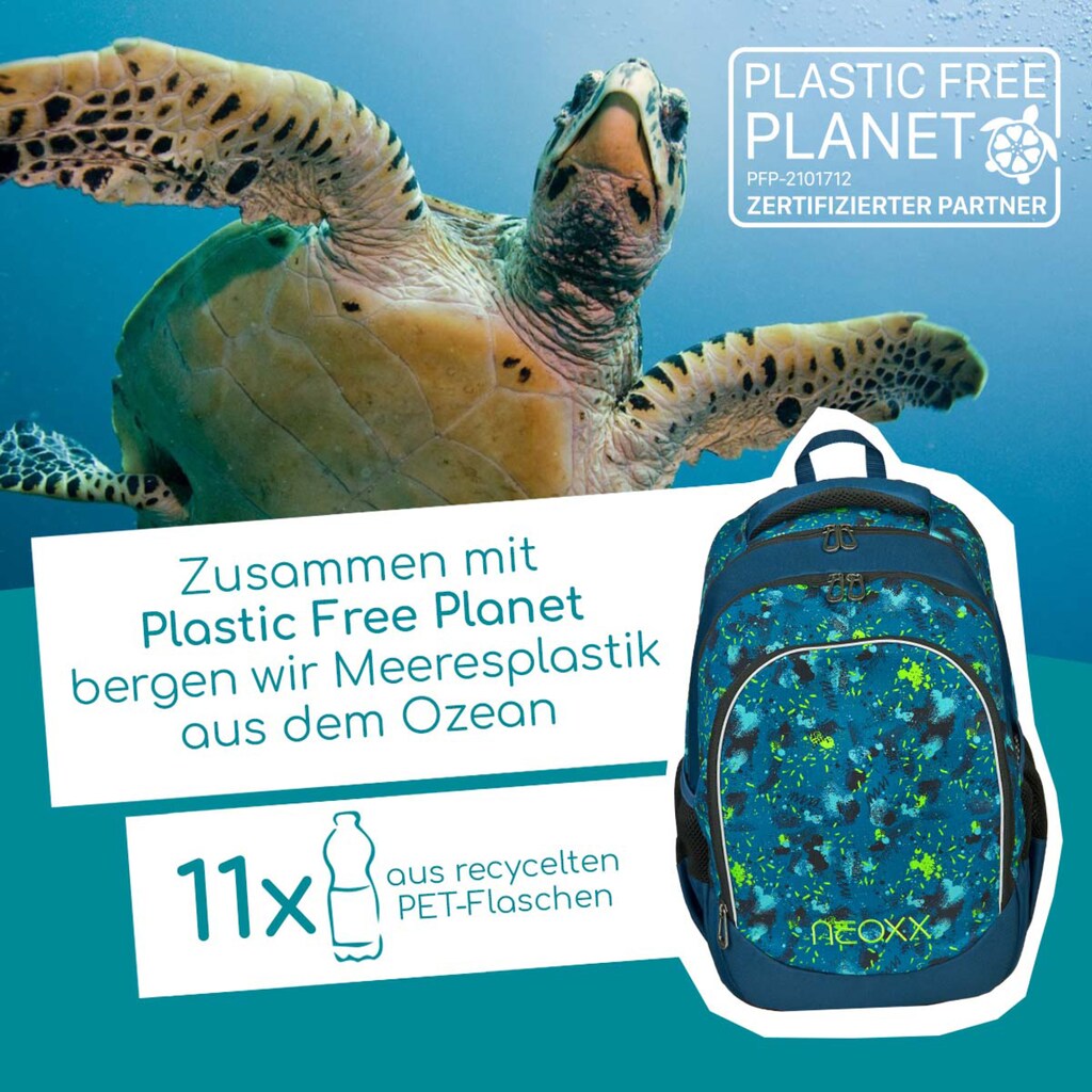 neoxx Schulrucksack »Fly, Petrol Extreme«, Reflektionsnaht