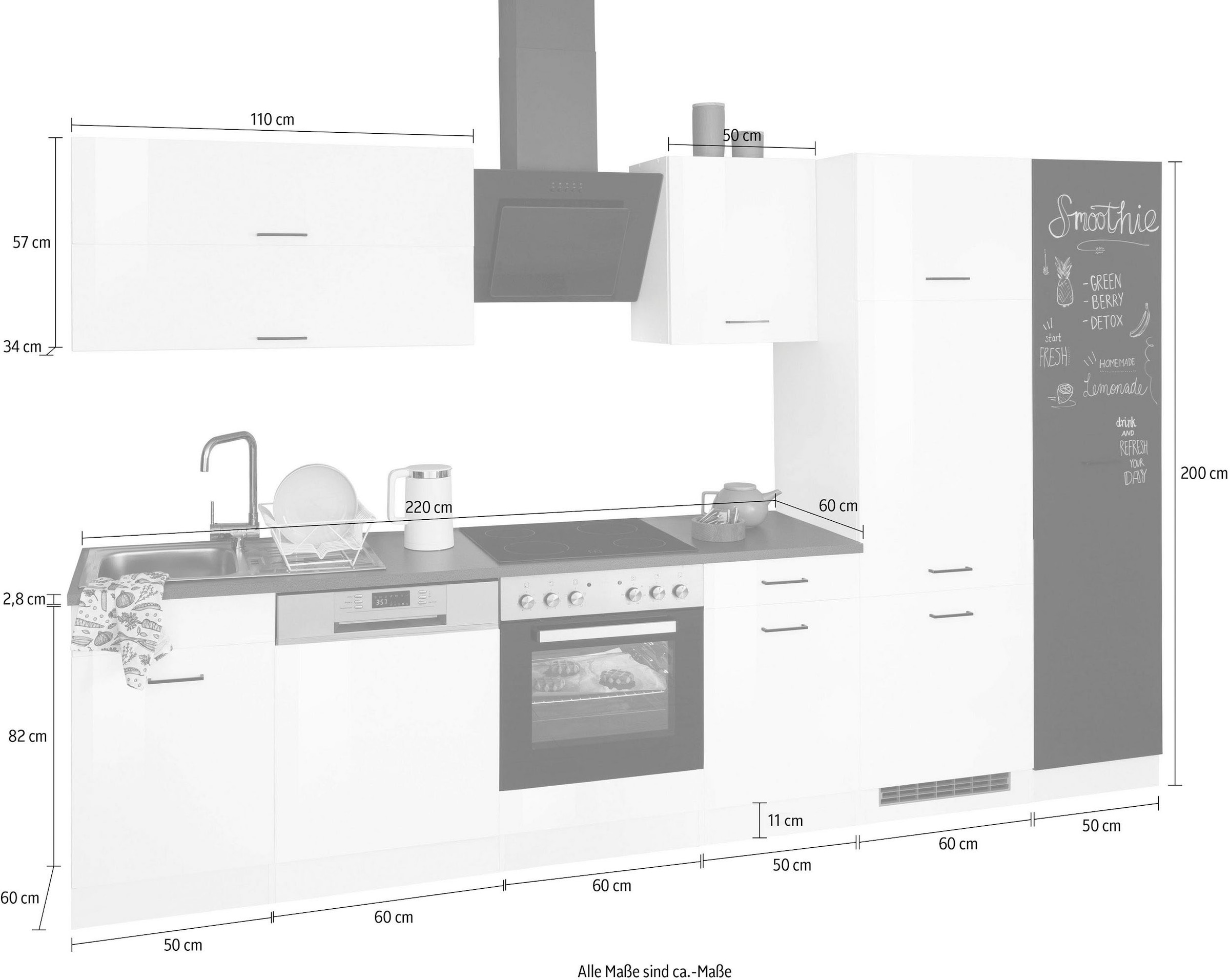 KOCHSTATION Küchenzeile »KS-Trier«, mit E-Geräten, Breite 330 cm