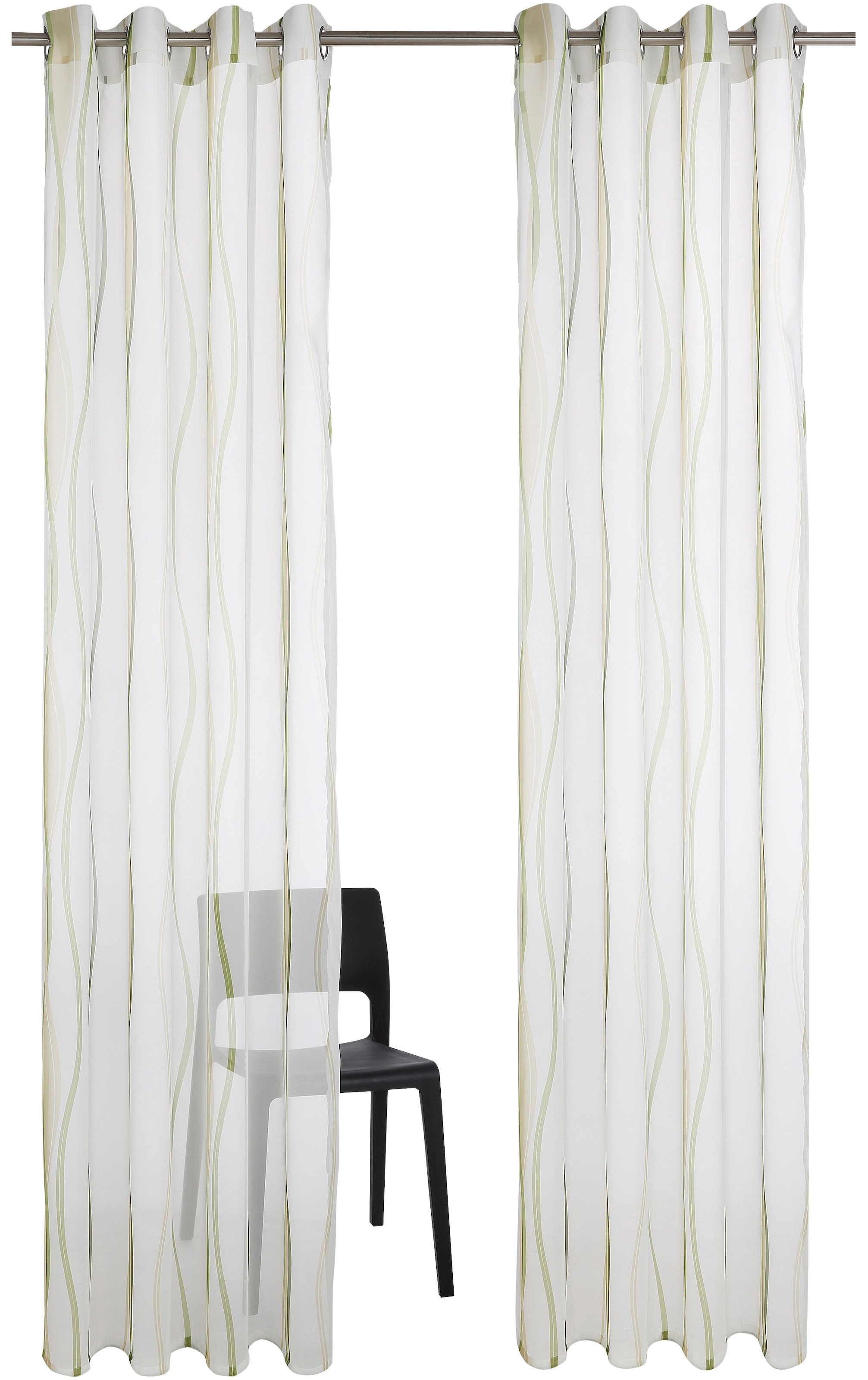 my home Gardine »Dimona«, (2 St.), 2-er Set, transparent, Voile, Polyester, Wellen