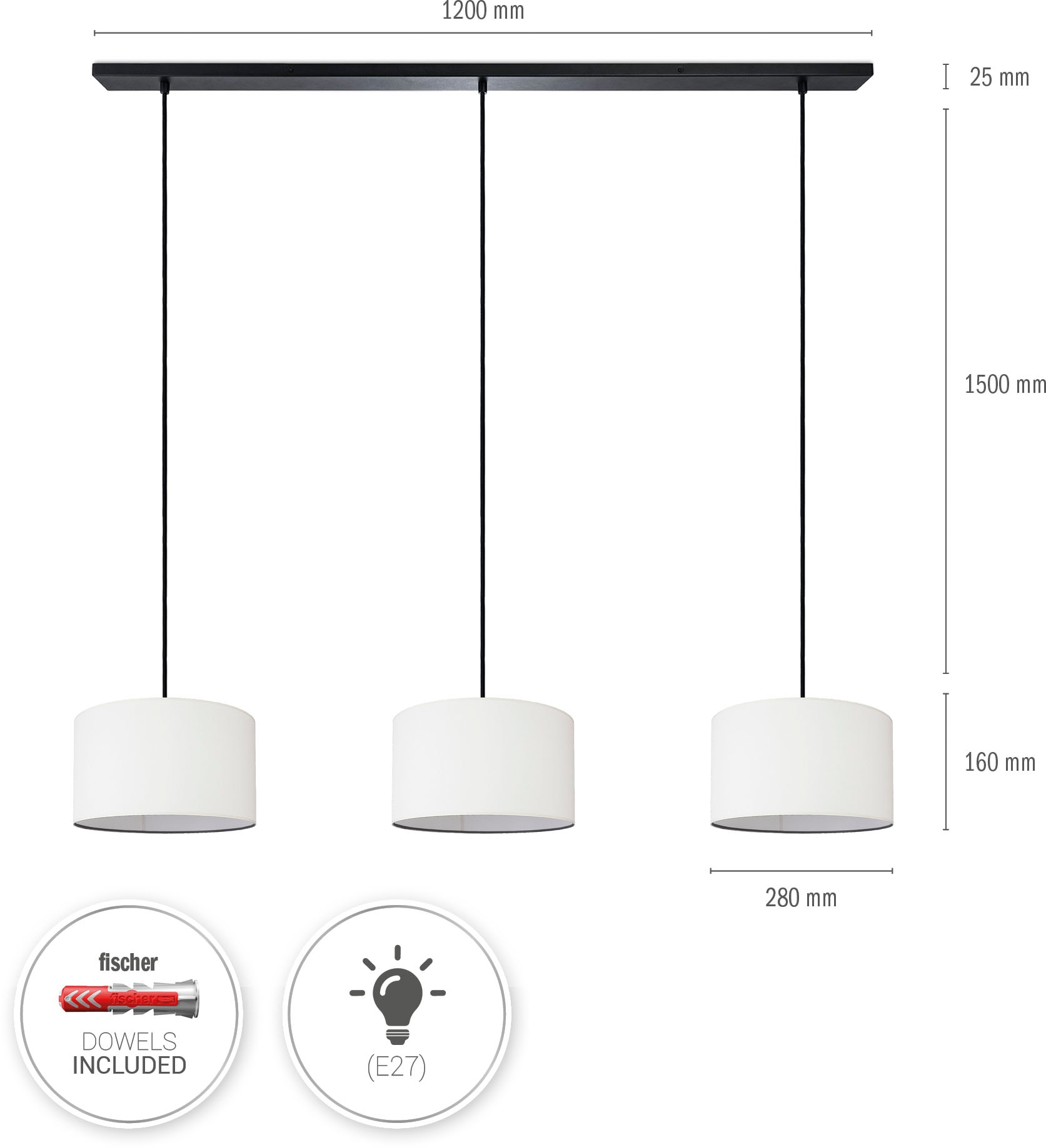 Paco Home Pendelleuchte »HUGO CANVAS UNI COLOR«, Leuchtmittel E27 | ohne Leuchtmittel, Pendelleuchte Wohnzimmer Hängelampe Esszimmer Lampenschirm E27 Uni