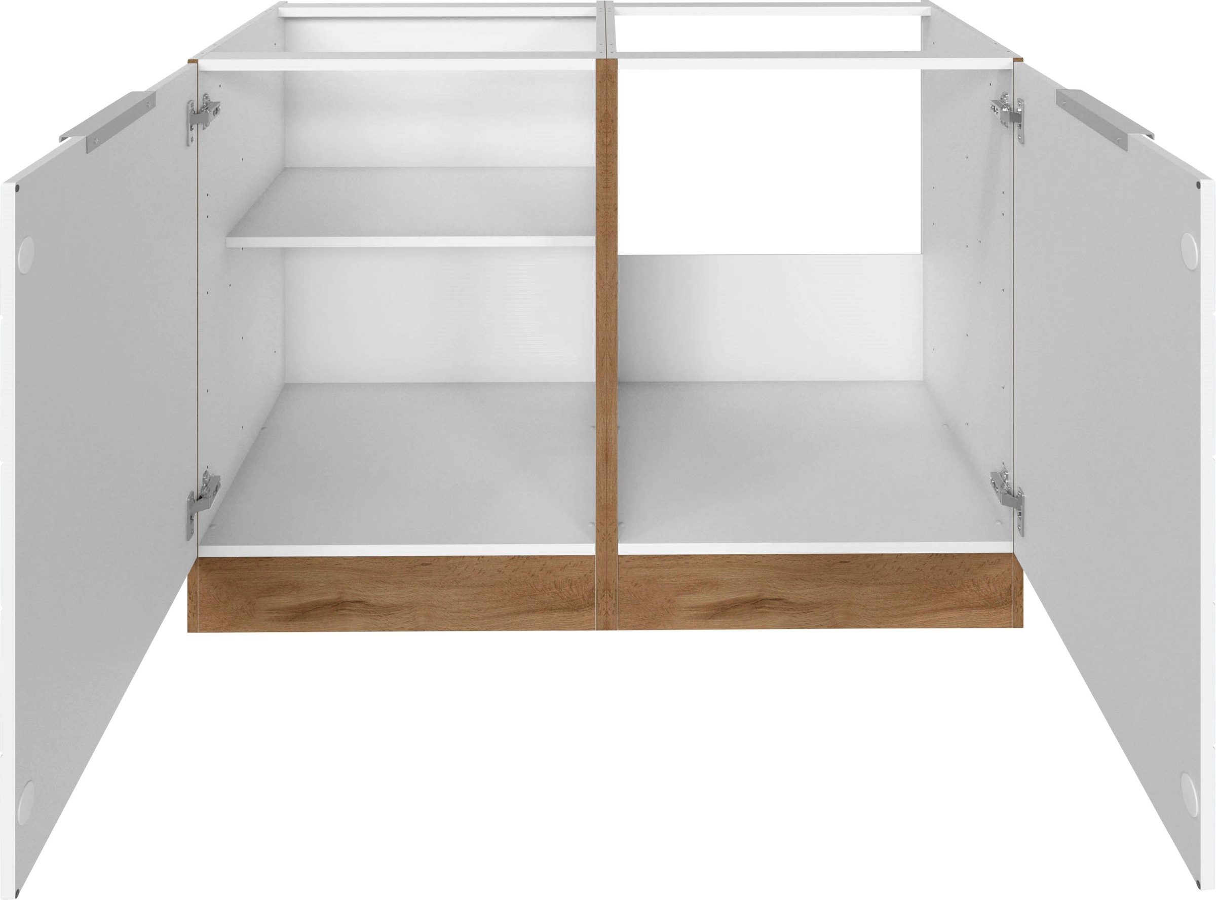 KOCHSTATION Spülenschrank »KS-Luhe«, 120 cm breit, hochwertige MDF-Fronten mit waagerechter Lisene