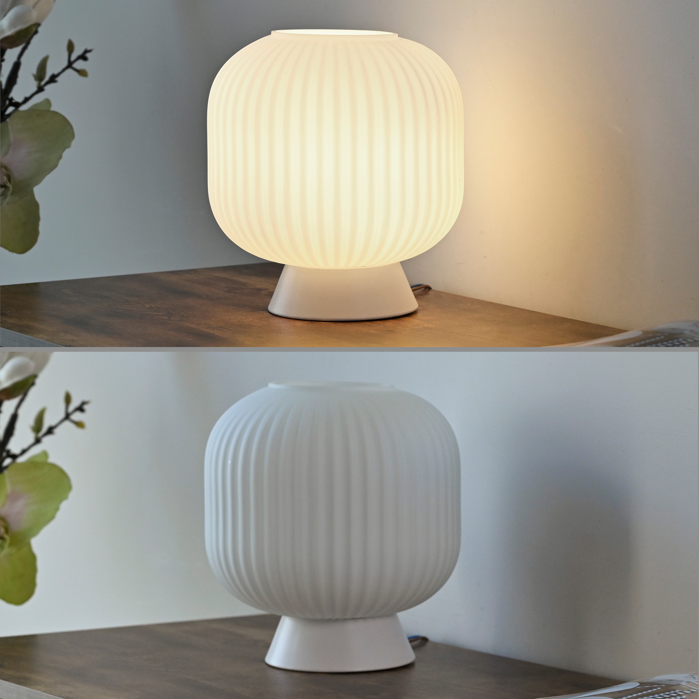 SCHÖNER WOHNEN-Kollektion LED Tischleuchte »NAMI« E27 1 Stk. SCHÖNER WOHNEN Kollektion, Schnurschalter, geriffeltes Glas