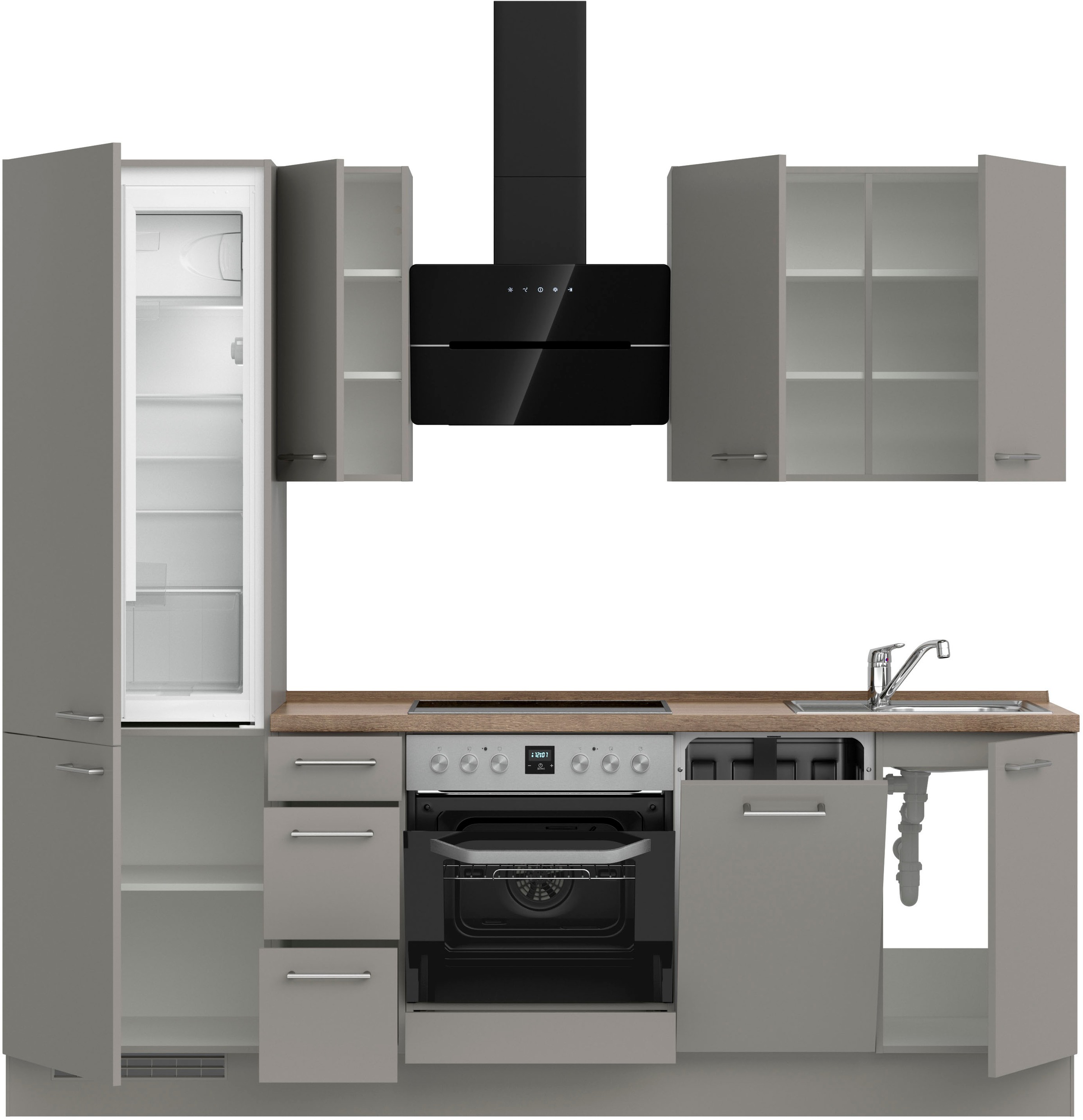 nobilia® Küchenzeile »"Laser II"«, vormontiert, Ausrichtung wählbar, Breite 240 cm, wahlw. mit E-Geräten