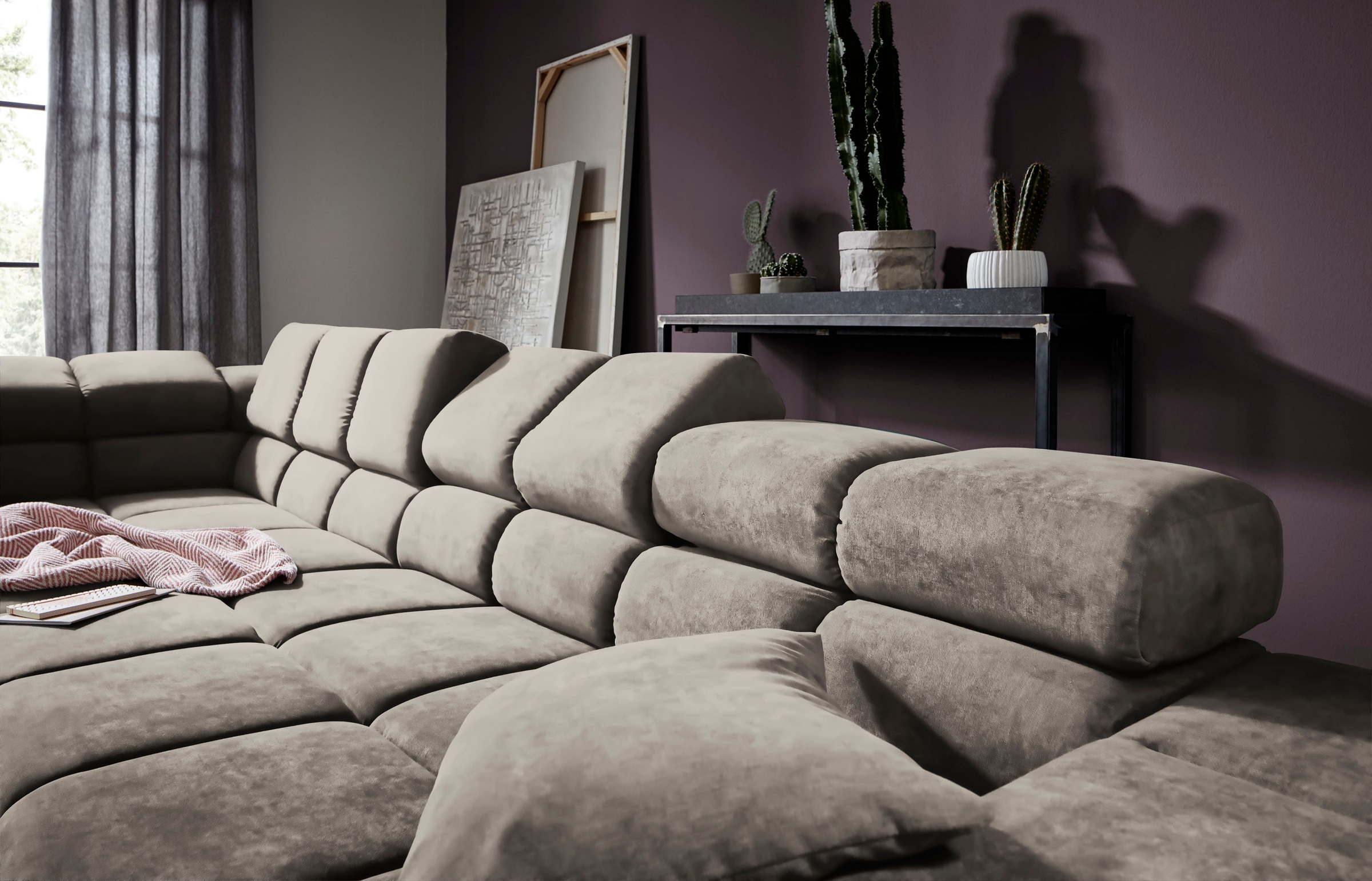 INOSIGN Ecksofa »Ancona incl. Kopfteilverstellung, OTTOs Choice, Breite 319cm, L-Form«, wahlweise motorische Sitztiefenverstellung, auch in Cord + Easy Care