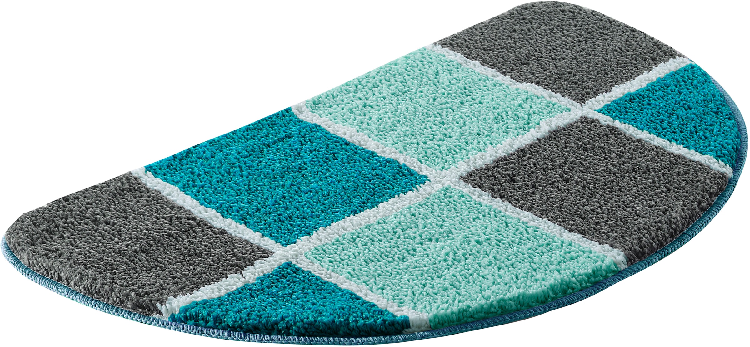 my home Badematte »Anna mit Kachelmuster, Badvorleger, Badezimmer Teppich, Duschvorleger«, rutschhemmend beschichtet, strapazierfähig, Badteppich, Hoch Tief Effekt, Modern, Weich