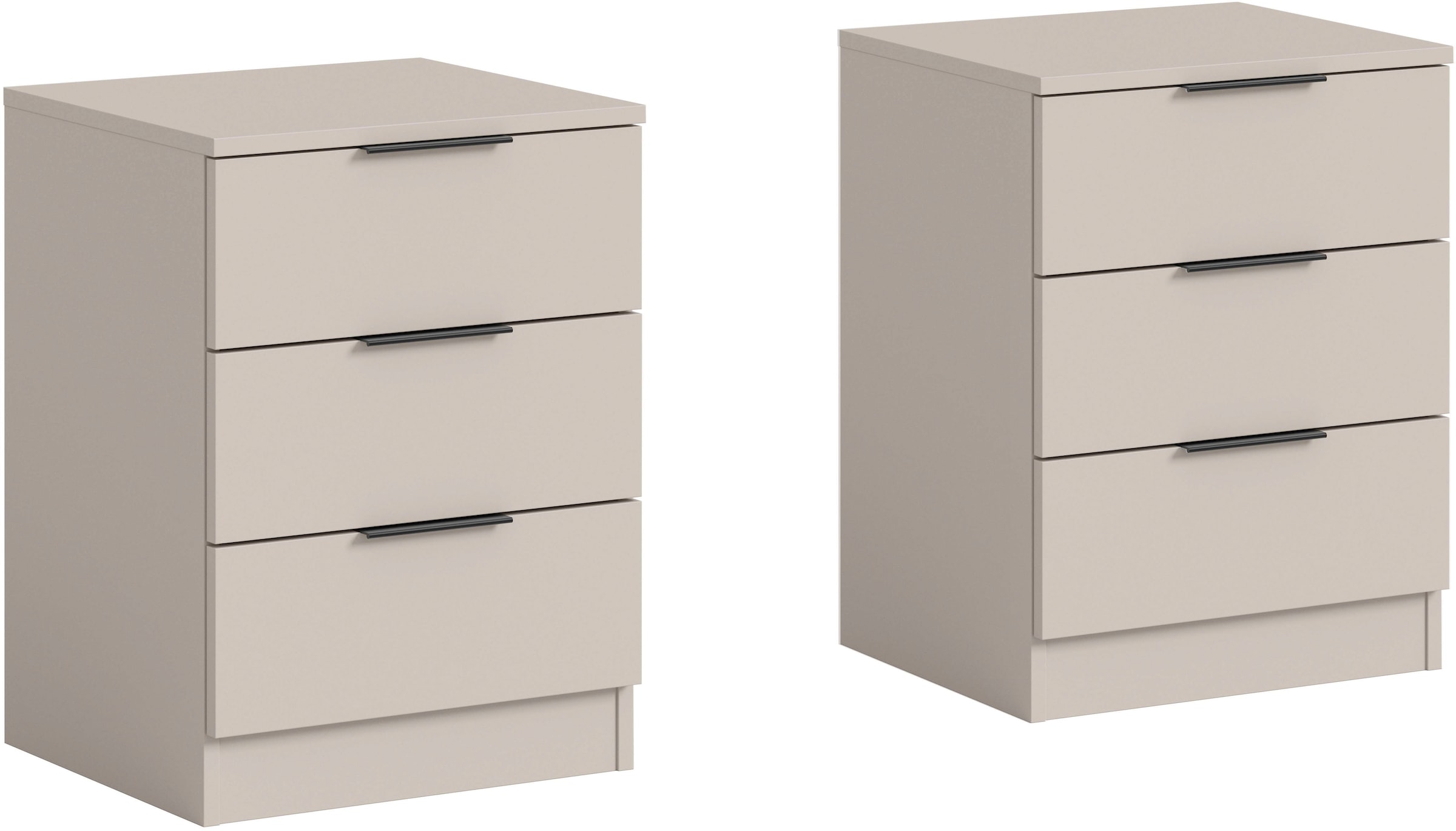 Home affaire Nachtkommode »Skarde 2 Nachttische, jeweils Breite: 45 cm« Set, Sie bekommen 2  Nachttische im Set, 2 Stk. tlg. Skarde, 2er Set Nachtkommoden, 3 Schubkästen, kashmir