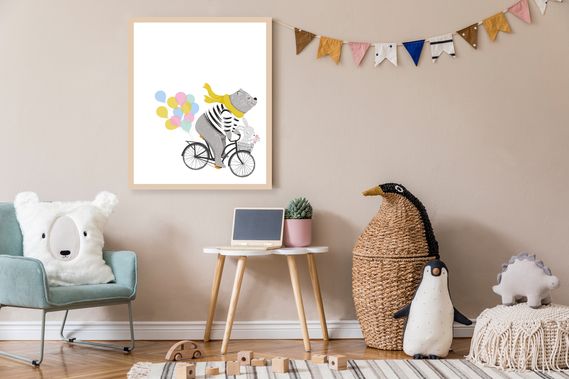 Lüttenhütt Poster »Bär mit Hase auf Fahrrad«, Fahrräder-Fahrzeuge-Fantasy-L günstig online kaufen