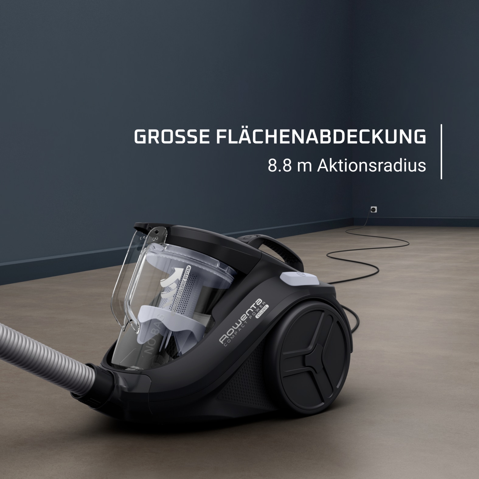 Rowenta Bodenstaubsauger »Compact Power Cyclonic, beutellos, hohe Saugleistung auf Hartböden«, 750 W, beutellos, leise, kompaktes Format, leichte Entleerung, hohe Filtrierung