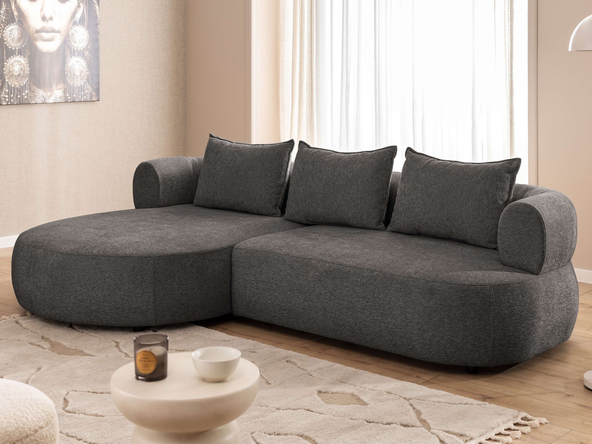Home affaire Ecksofa »LUSSAC L-Form Design-Sofa mit Zierkissen, Maße B/T/H: günstig online kaufen