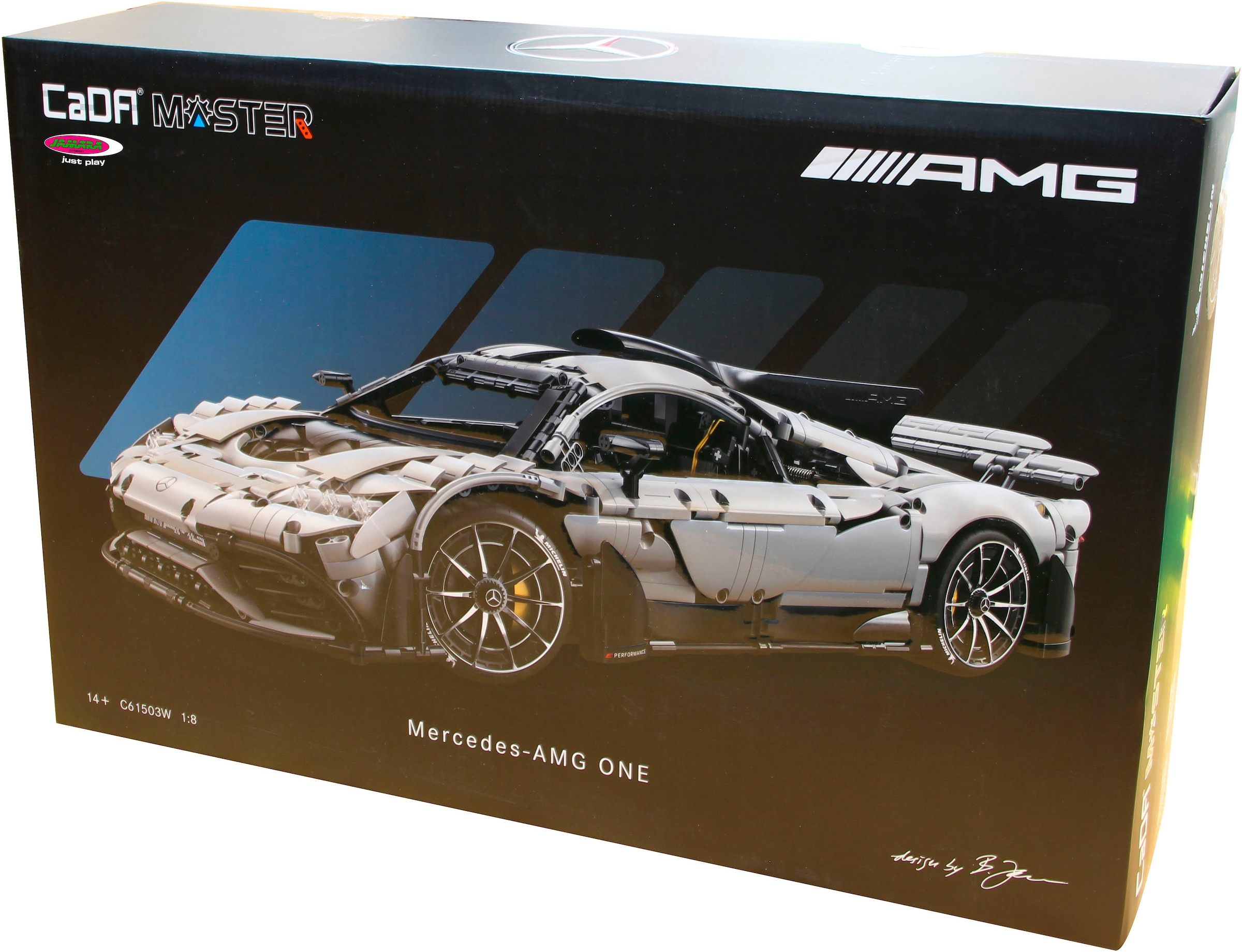 Jamara RC-Auto »CaDA, Mercedes-AMG ONE 1:8 grau 2,4GHz Bricks«, (3295 tlg.), mit LED Licht