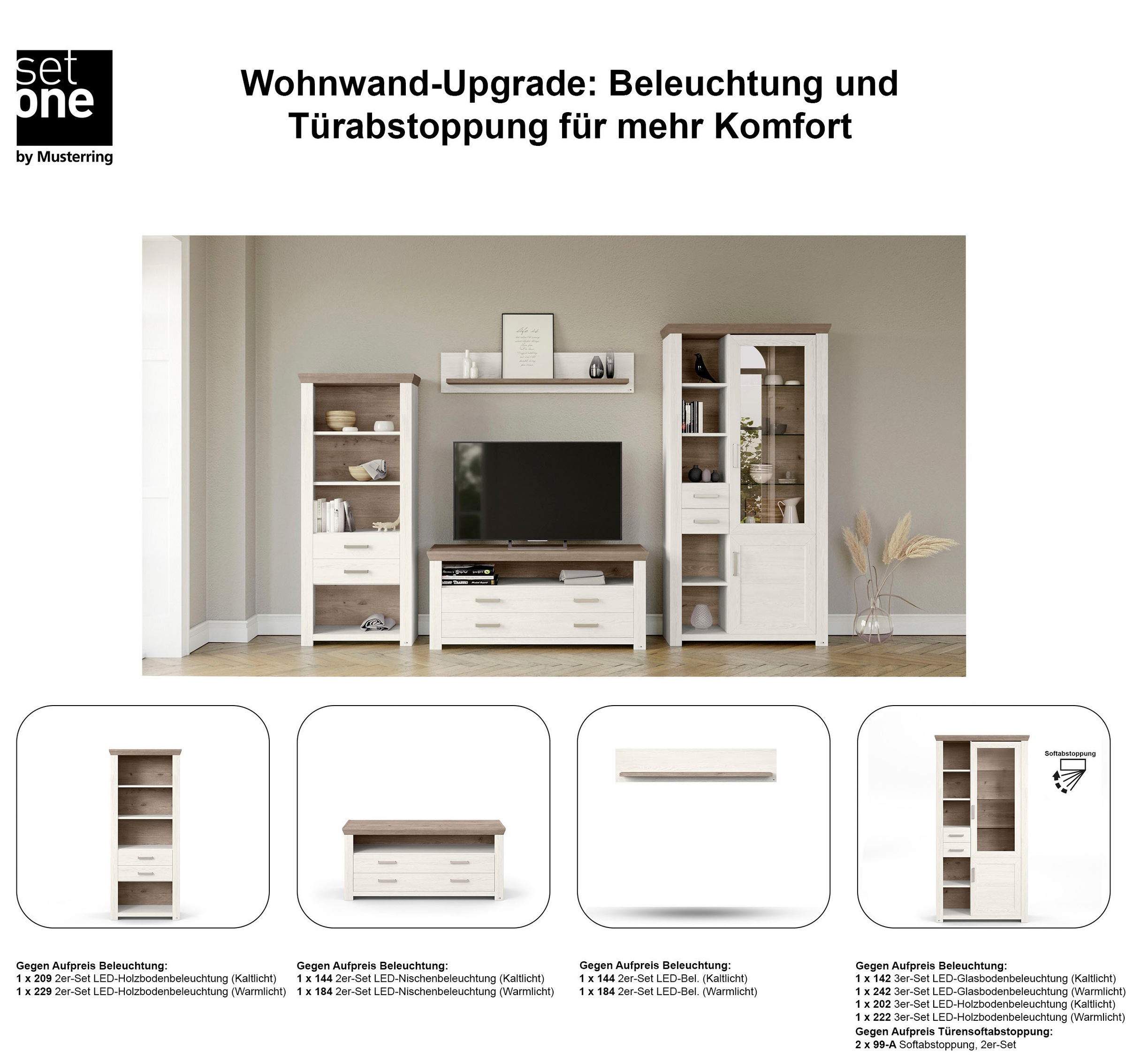 set one by Musterring Wohnwand »York«, (4 St.), Kombination mit 4 Teilen, in 3 Farbvarianten, Gesamtbreite 340 cm