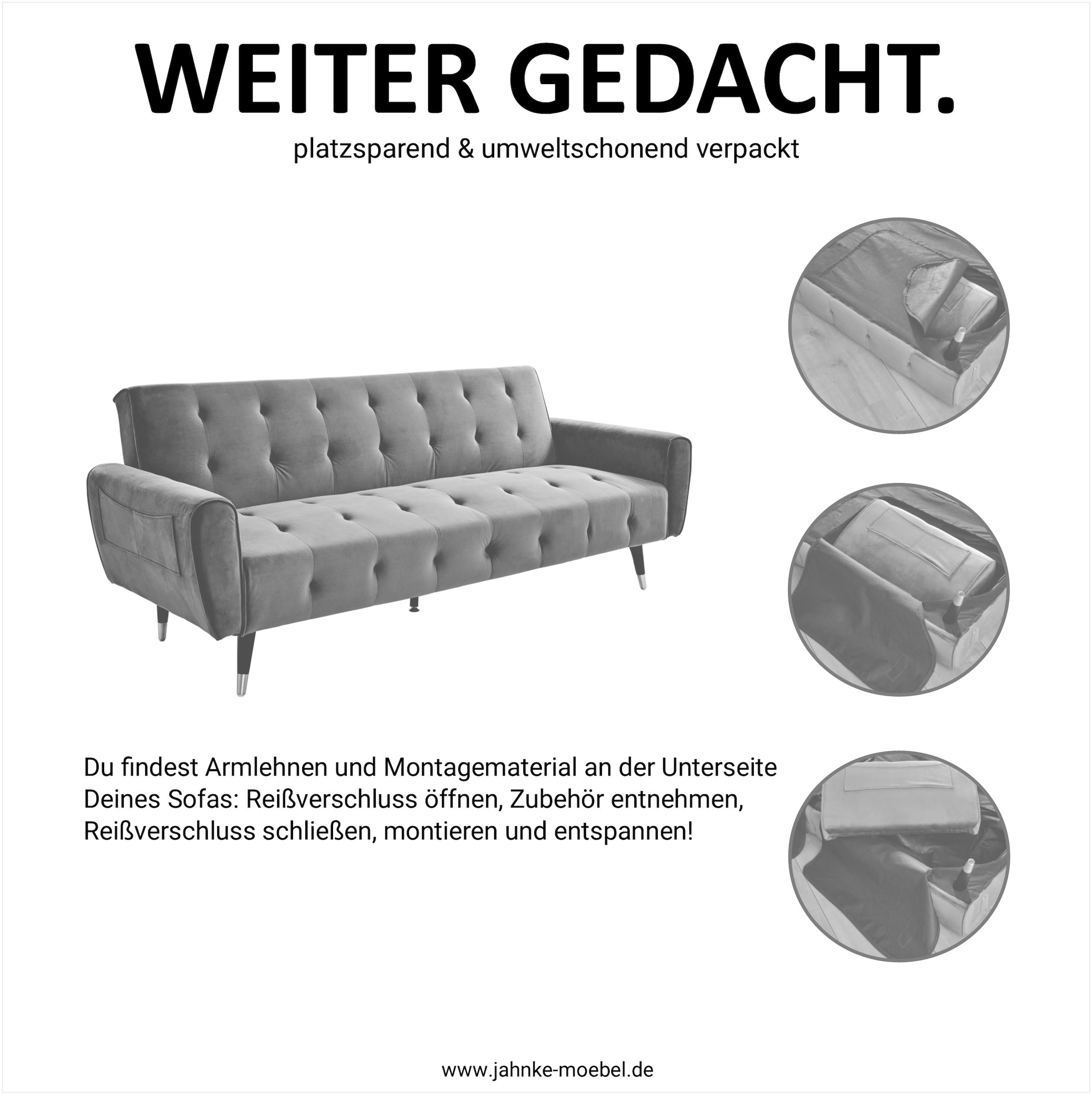 Jahnke 3-Sitzer »CHILLAX DREAM« mit Schlaffunktion, Seitentasche, Breite 213 cm