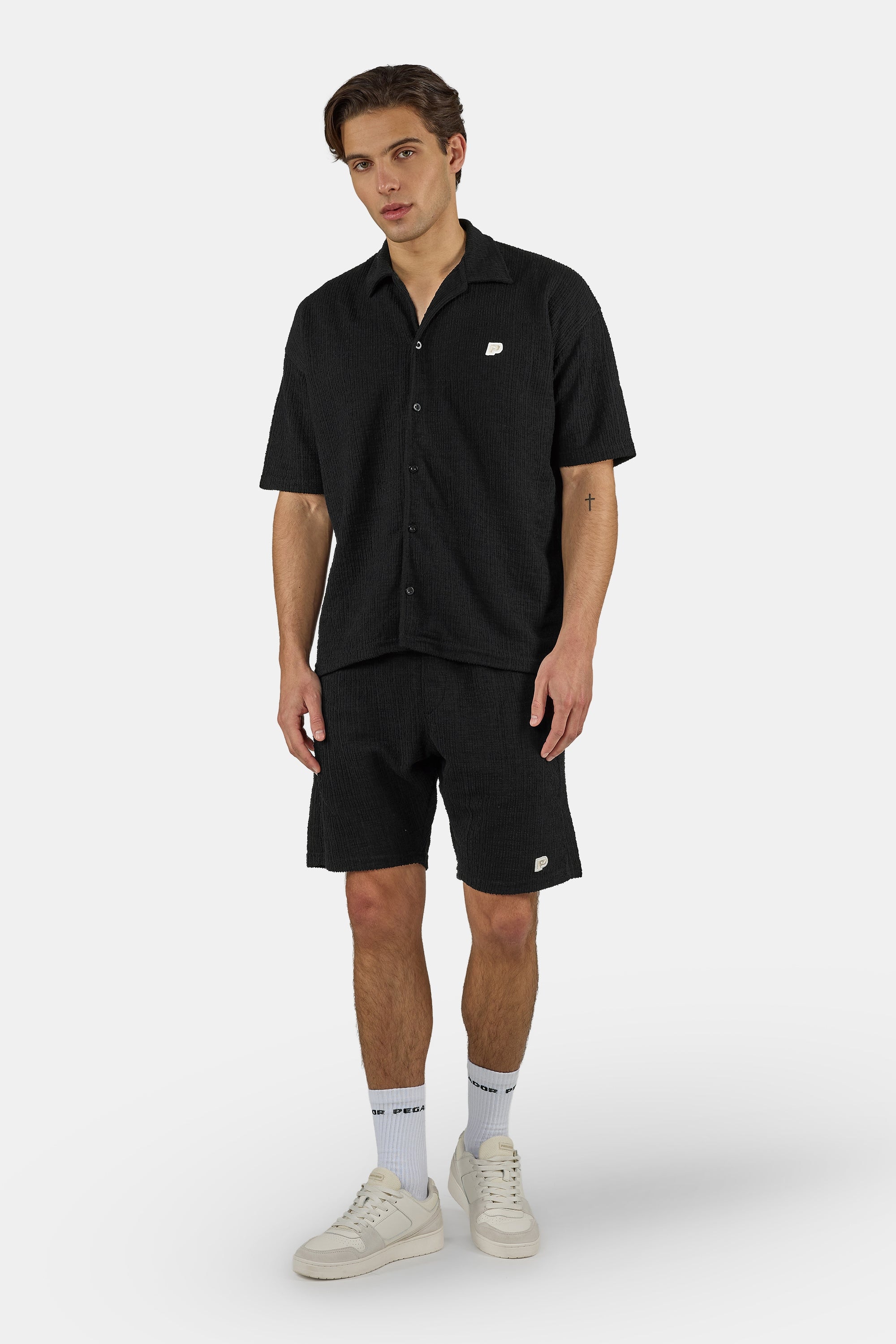 PEGADOR Kurzarmshirt »Libco Structured Knit Shirt« Materialmix, regular fit