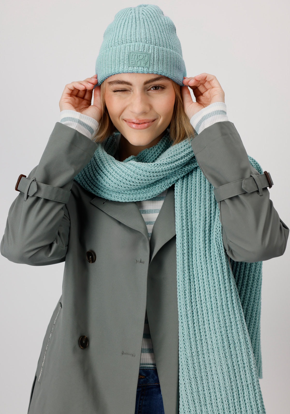 Monari Strickmütze, mit Perlfangmuster