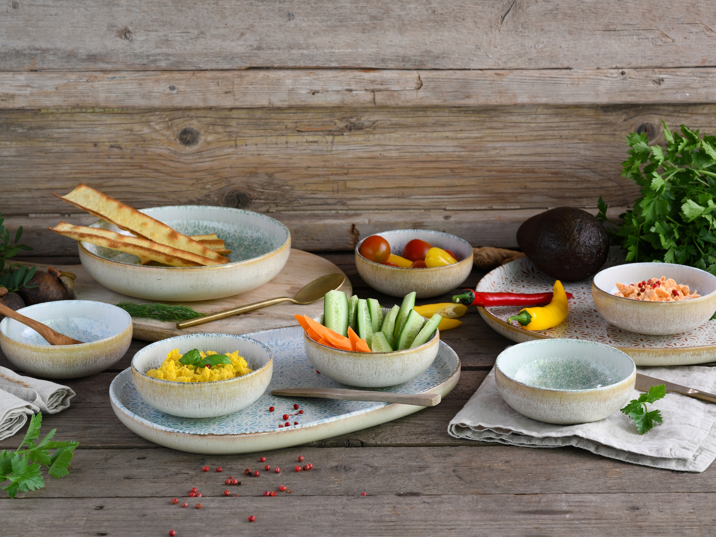 CreaTable Teller-Set »Uno Emiliana, Teller Set 12-tlg« Shabby Look, Vintage Style
