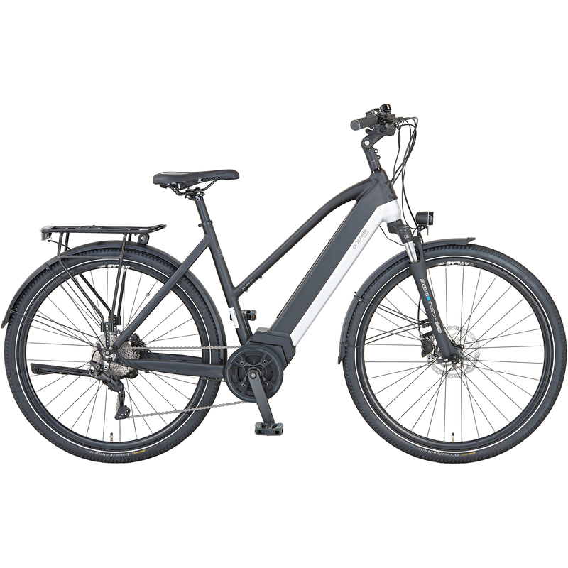 PROPHETE »Entdecker 5.0« 10 Gang Shimano Deore Schaltwerk Kettenschaltung Mittelmotor 250 W Pedelec, Elektrofahrrad für Damen schwarz-silber+schwarz