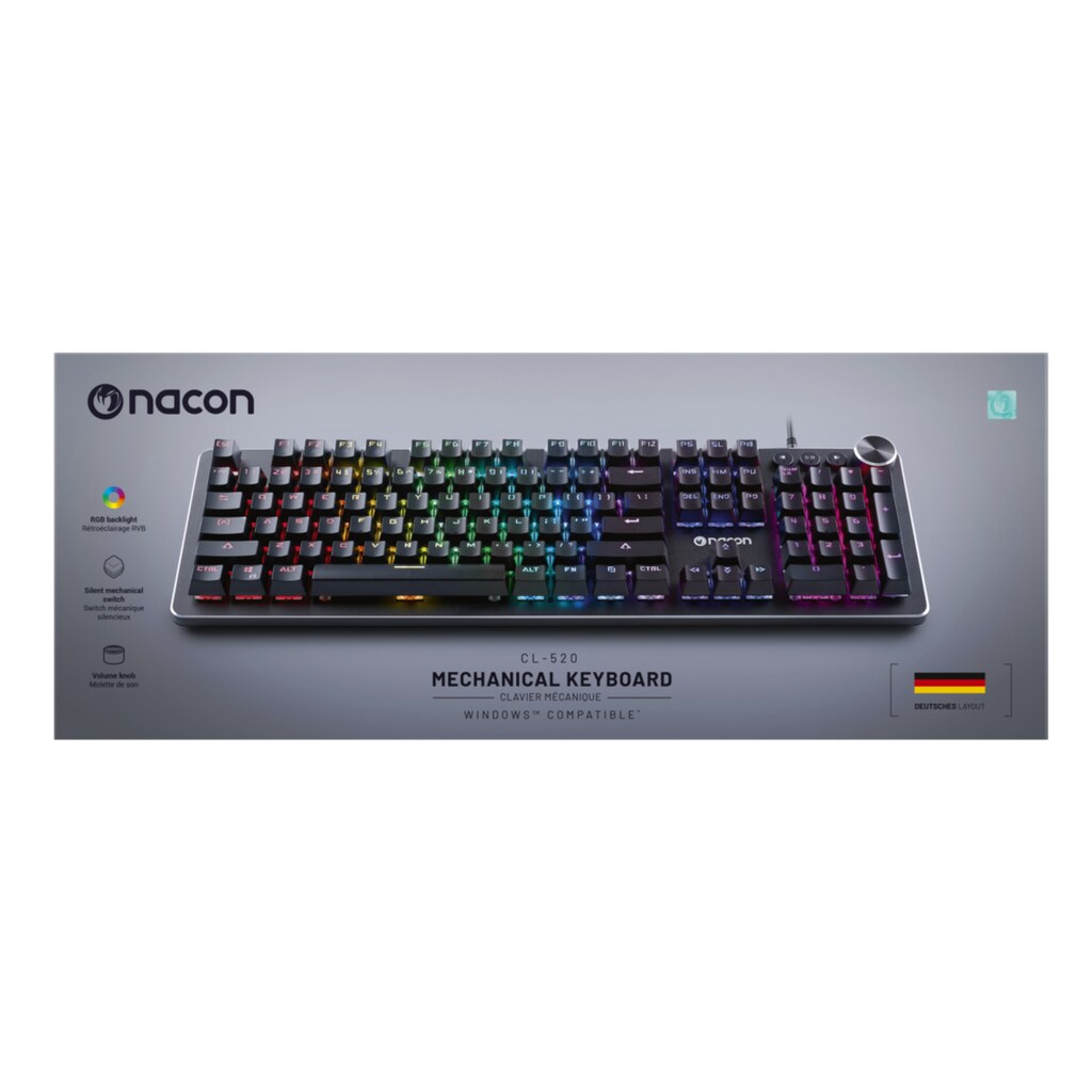 nacon Gaming-Tastatur »CL-520DE«, (Multimedia-Tasten-Lautstärkeregler-Funktionstasten-Ziffernblock-Fn-Tasten)