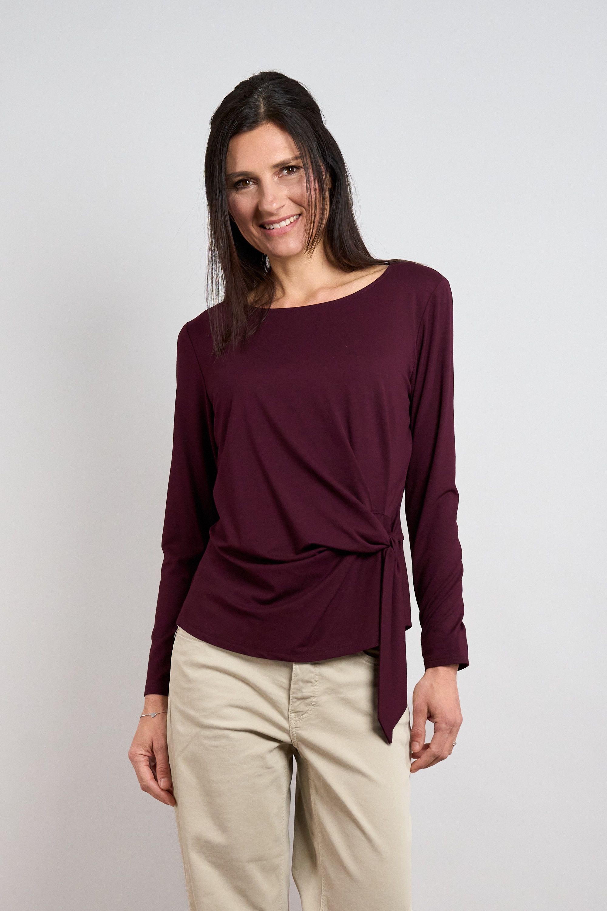 Seidel Moden Langarmshirt Langarmshirt mit seitlicher Bindung - MADE IN GERMANY