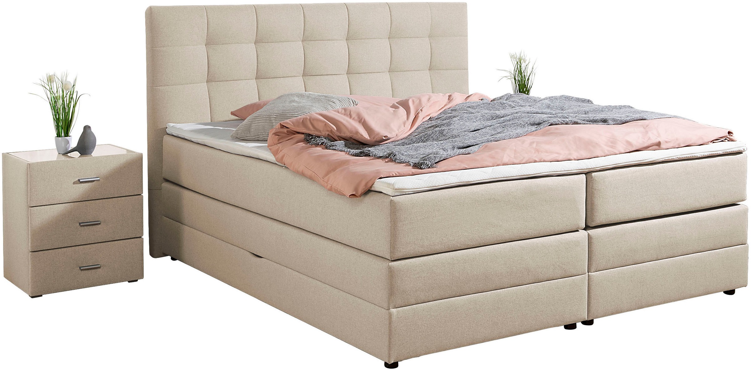 Home affaire Boxspringbett »Ethan« inkl. Topper und geräumigen Bettkasten e günstig online kaufen