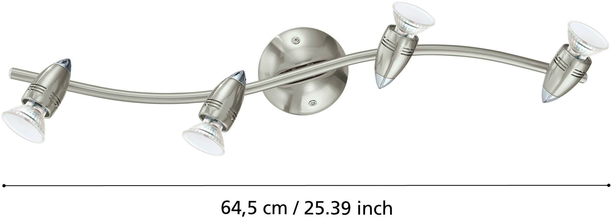 EGLO Deckenleuchte »Magnum-LED Deckenlampe, Deckenstrahler, Wohnzimmerlampe, Metall, GU10« GU10 1 Stk. Warmweiß Spot - L64,5 x B10,5 cm - nickel-matt, chrom - 4X2,8W inkl.
