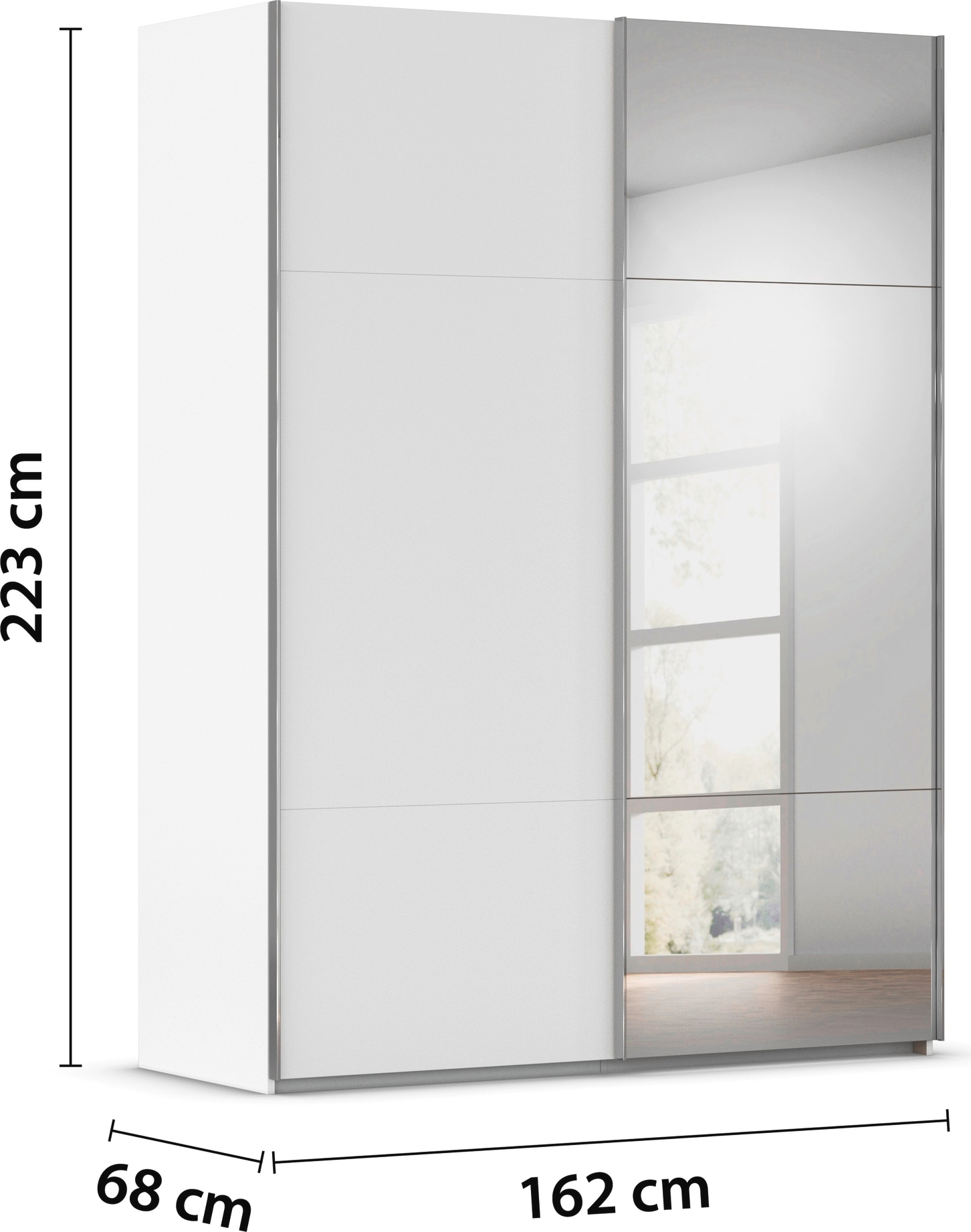 rauch Schwebetürenschrank »Kleiderschrank Schrank Garderobe Schlafzimmerschrank CONTIDO« 3 verschiedene Ausstattungen BASIC/CLASSIC/PREMIUM (inkl. SOFT-CLOSE),  aus hochwertigem Material in 6 Breiten 2 Griff-Farben MADE IN GERMANY