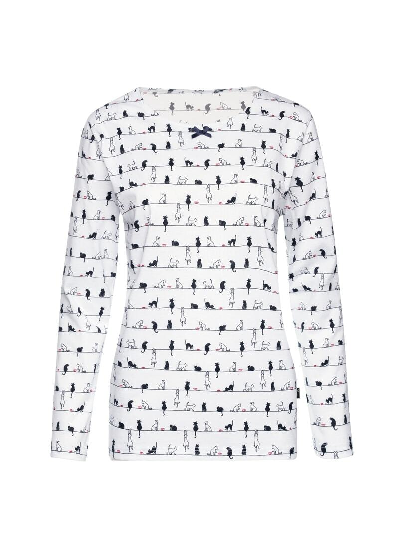 Trigema Schlafanzug »TRIGEMA Langarmshirt mit Katzenmotiv« 1 tlg.