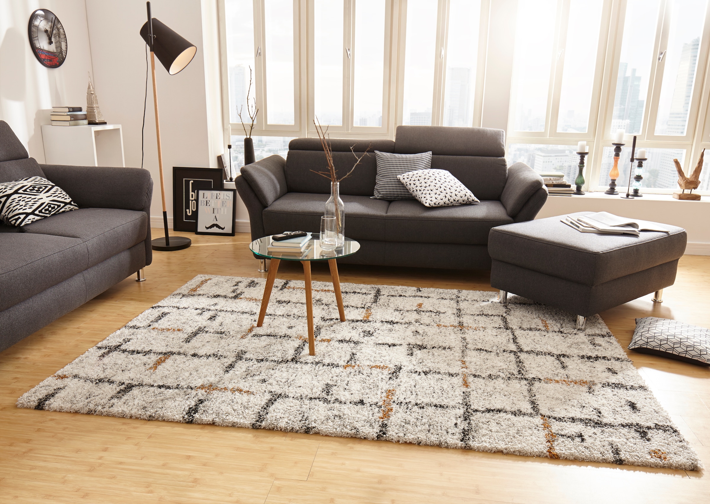 HANSE Home Hochflor-Teppich »Grid«, rechteckig, 30 mm Höhe, Shaggy, Boho, Flokati, Weich, Modern, Wohnzimmer, Schlafzimmer, Flur