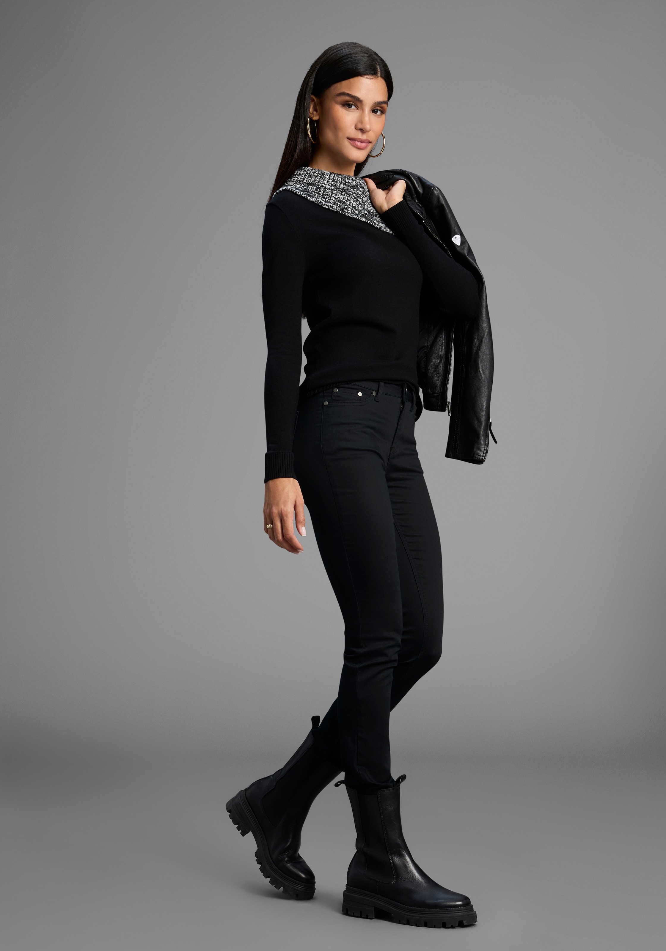 Bruno Banani Strickpullover, mit offenem Rollkragen - NEUE KOLLEKTION