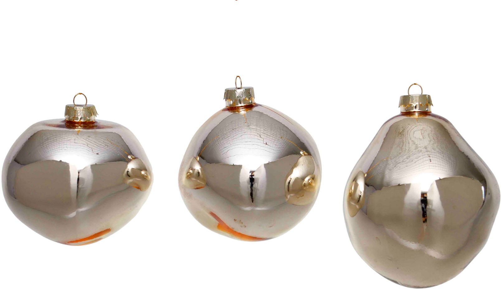 Leonique Weihnachtsbaumkugel »Birdelle glänzend, Weihnachtsdeko,  Christbaumschmuck, Christbaumkugeln«, (Set, 3 St.), Baumkugeln in organischer  Form, Ø 10 cm, organische Kugeln aus Glas online bestellen