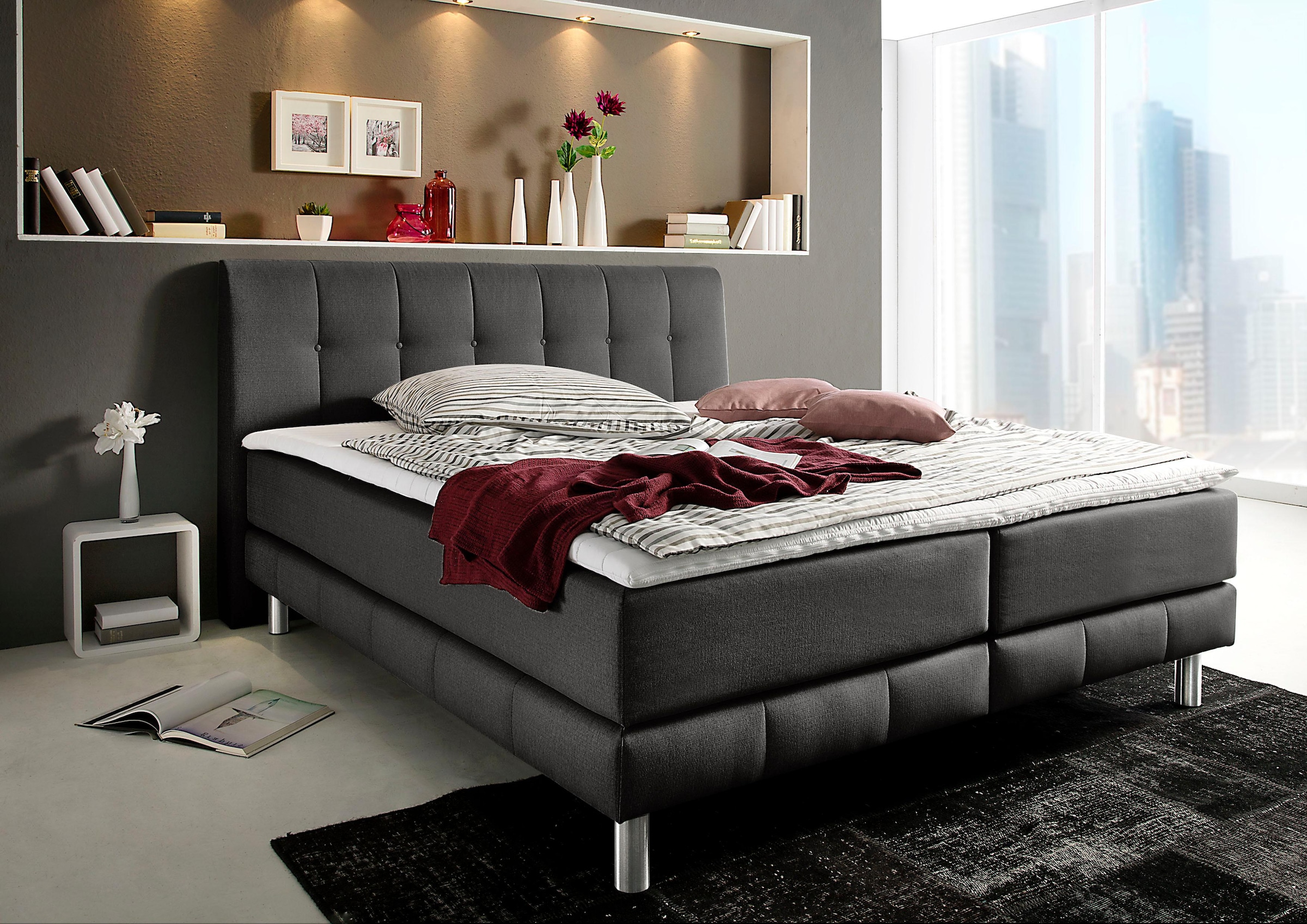 Home affaire Boxspringbett »Cafone« inkl. Topper, 5 Breiten, 3 Matratzenart günstig online kaufen