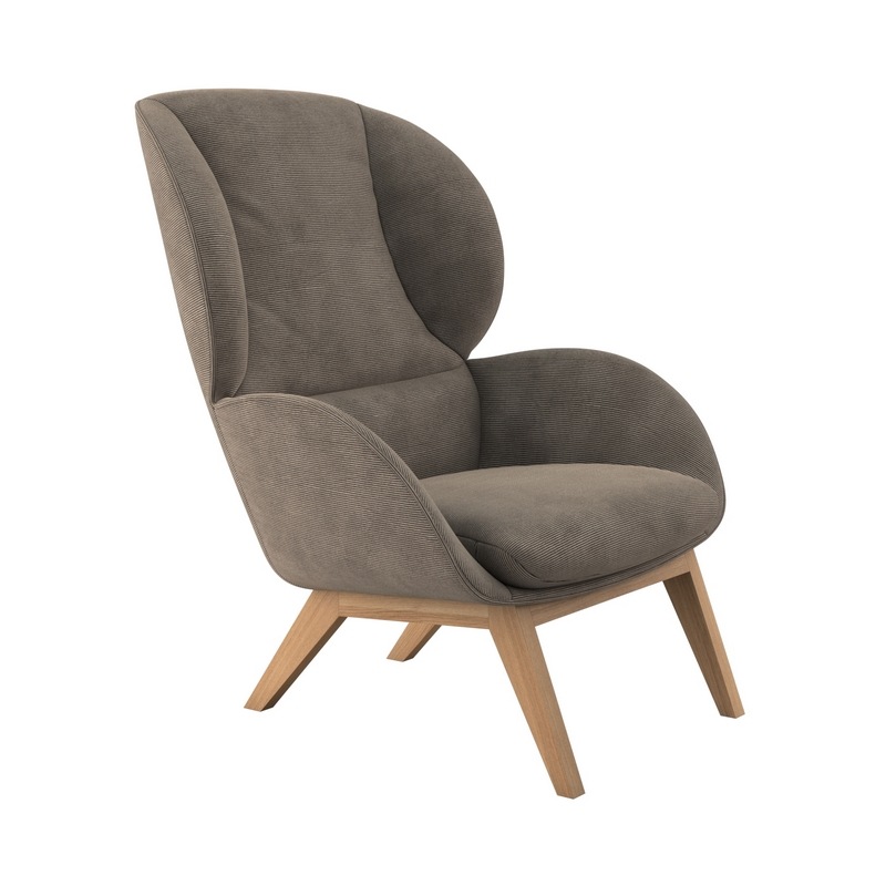 FLEXLUX Ohrensessel »Adria«, Stil & Komfort, organische Form, Fuß Eiche