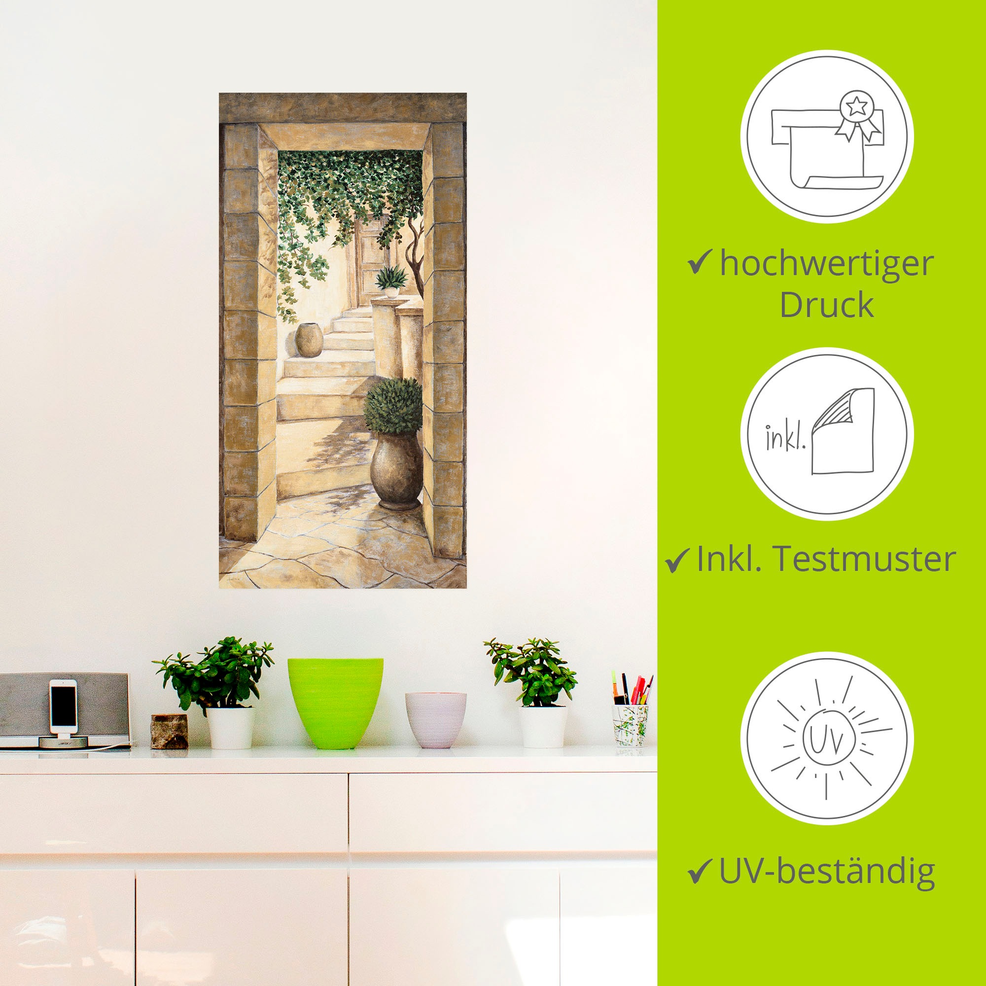 Artland Wandbild »Eingang - Fresco«, Fenster & Türen, (1 St.), als Alubild, Outdoorbild, Leinwandbild, Poster, Wandaufkleber