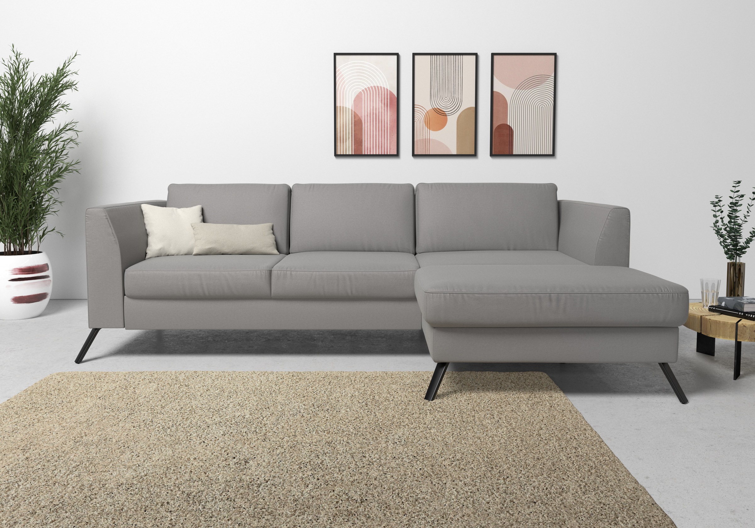 sit&more Ecksofa »Olsen L-Form«, inklusive Sitztiefenverstellung, wahlweise mit Bettfunktion, 15cm hoch