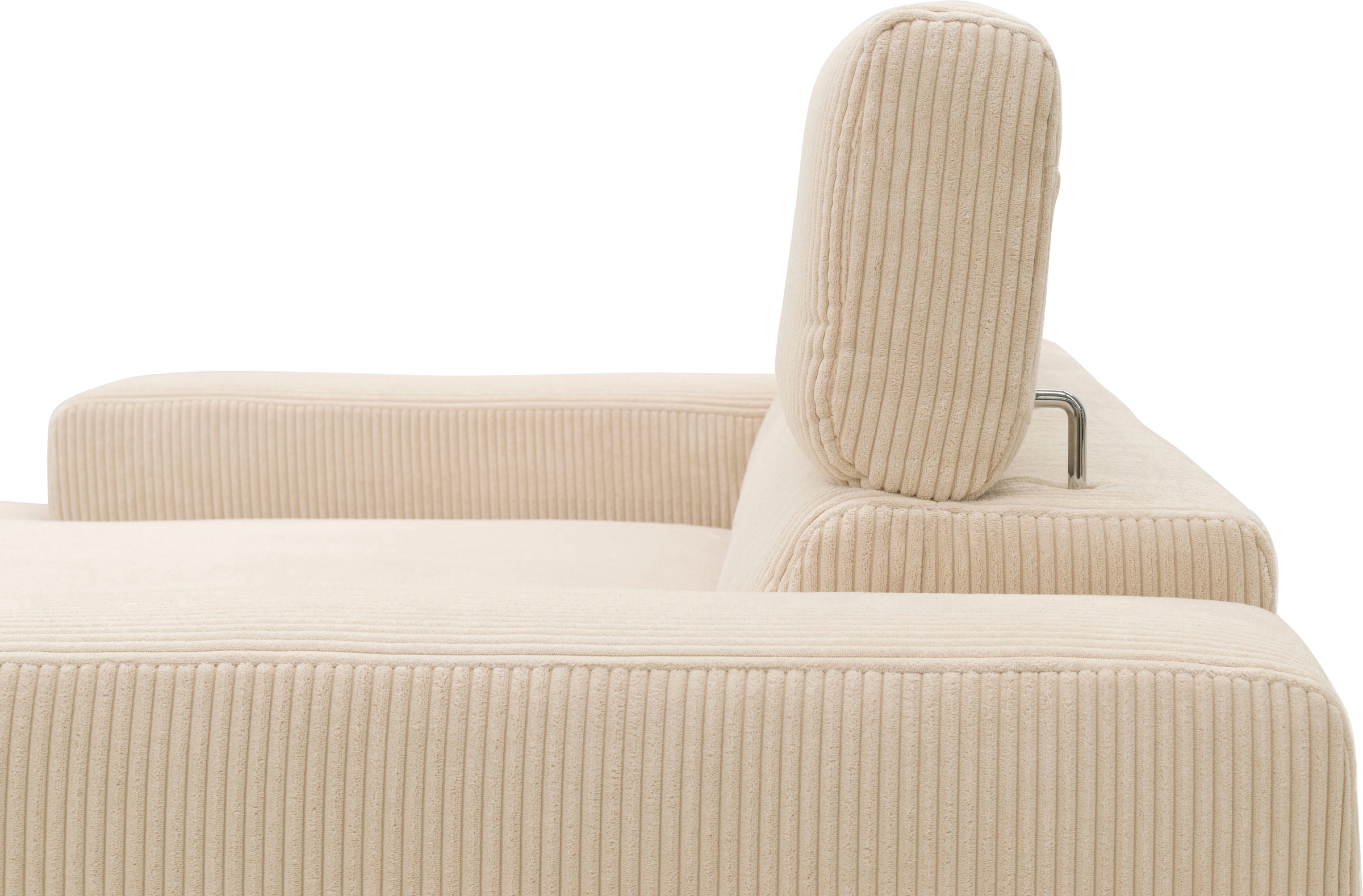 DOMO collection Ecksofa »Brandon B/T: 214/100 cm, belastbar bis 140kg/ Sitz, L-Form«, Cord, creme