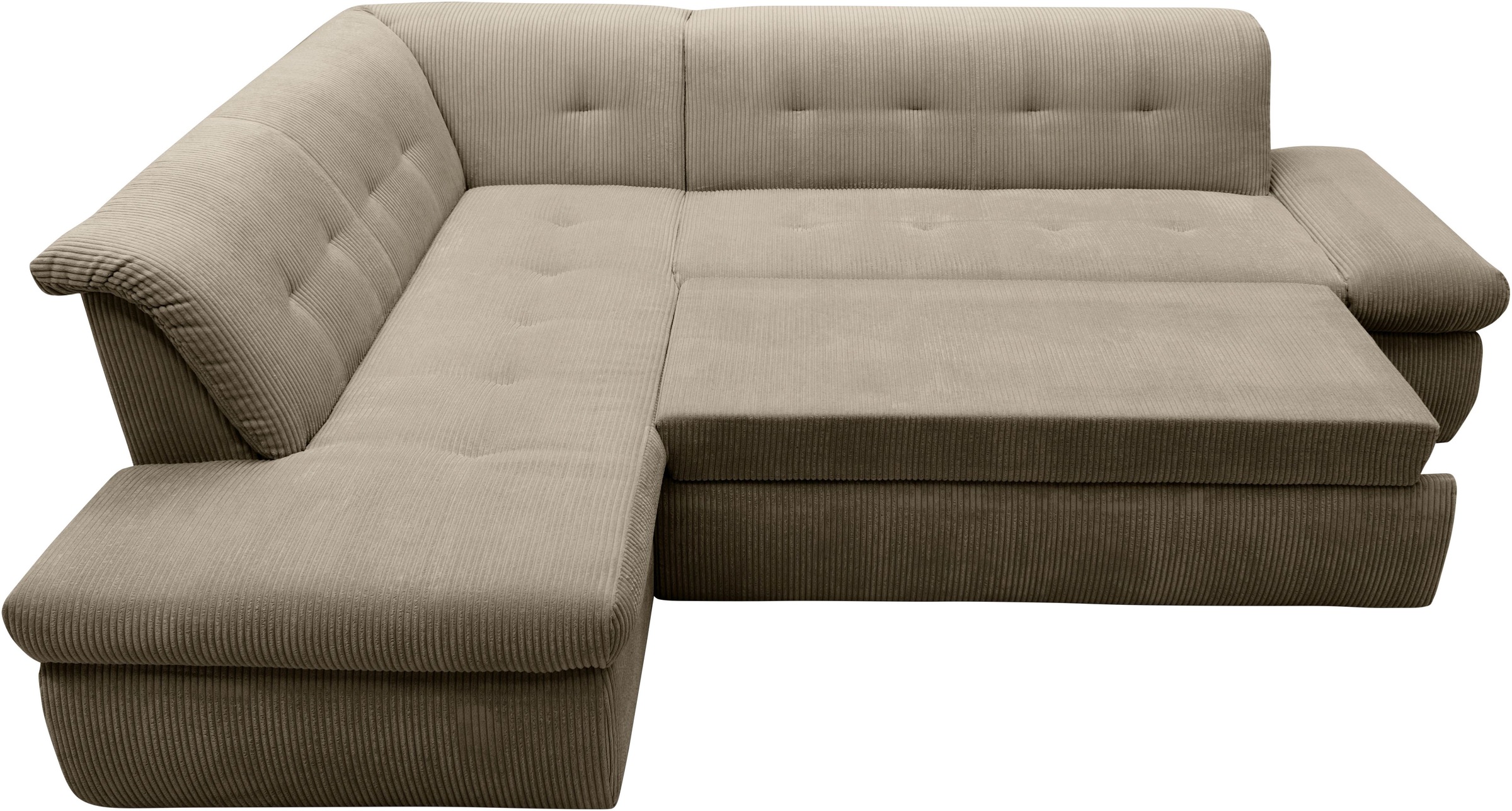 DOMO collection Ecksofa »Moric L-Form«, wahlweise mit Bettfunktion und Armlehnenverstellung, auch in Cord