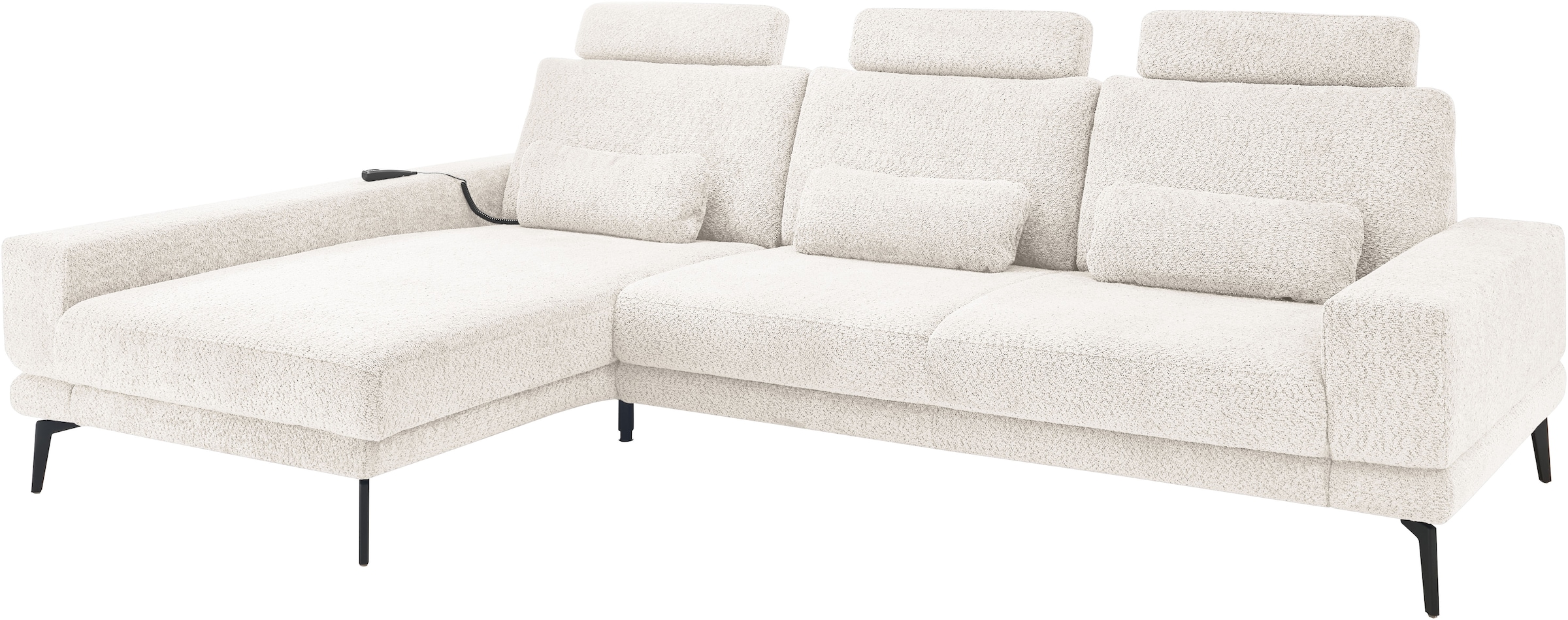 set one by Musterring Ecksofa »SO 3600, inkl motor. Sitztiefenverstellung, Kopfstützen, Nierenkissen«, Sitzhöhe 44 cm, Kaltschaum, Breite 293 x Tiefe 180 cm, Kama natur