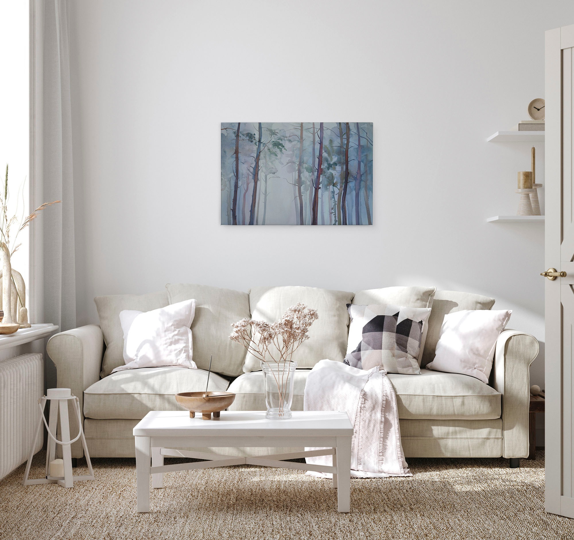 A.S. Création Leinwandbild »Aquarelle Forest«, Kunst-Wald-Kinder, (1 St.), Aquarell Bild Keilrahmen Wald Leinwand-Bild Wohnzimmer modern Wandbild