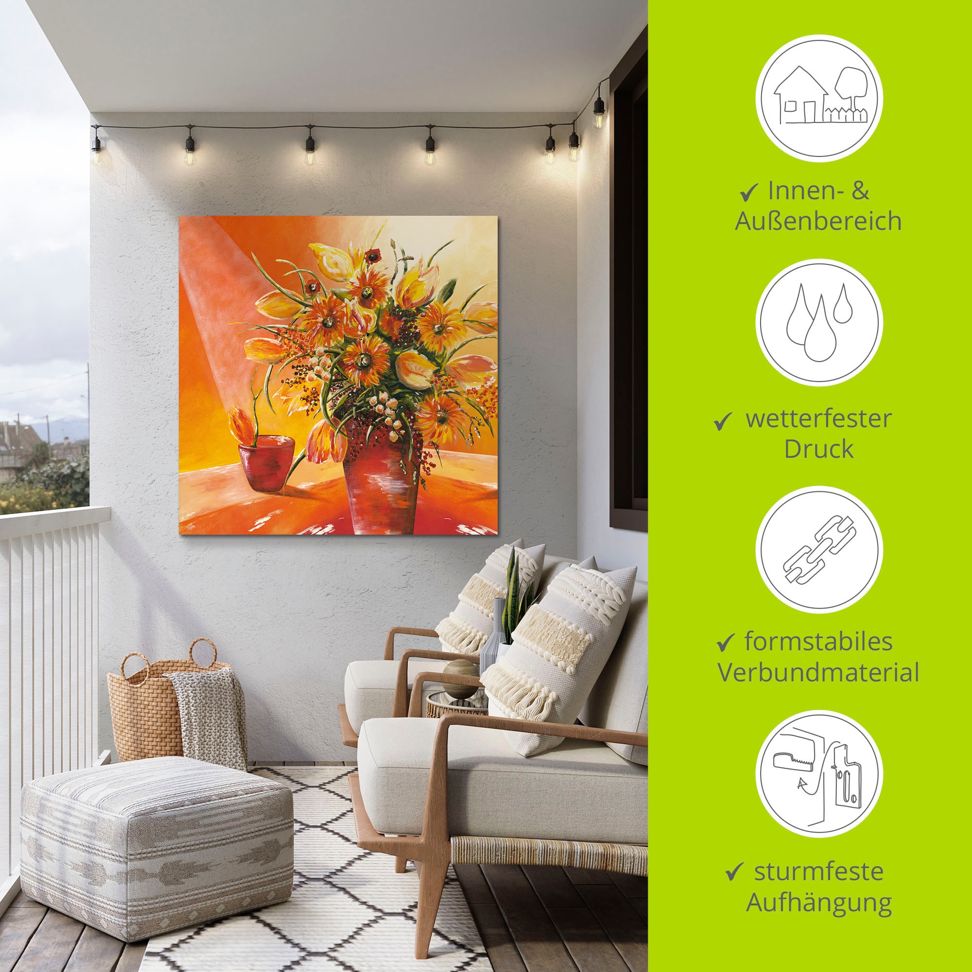 Artland Wandbild »Blumenstrauß in Vase I«, Blumen, (1 St.), als Alubild, Outdoorbild, Leinwandbild, Wandaufkleber, versch. Größen