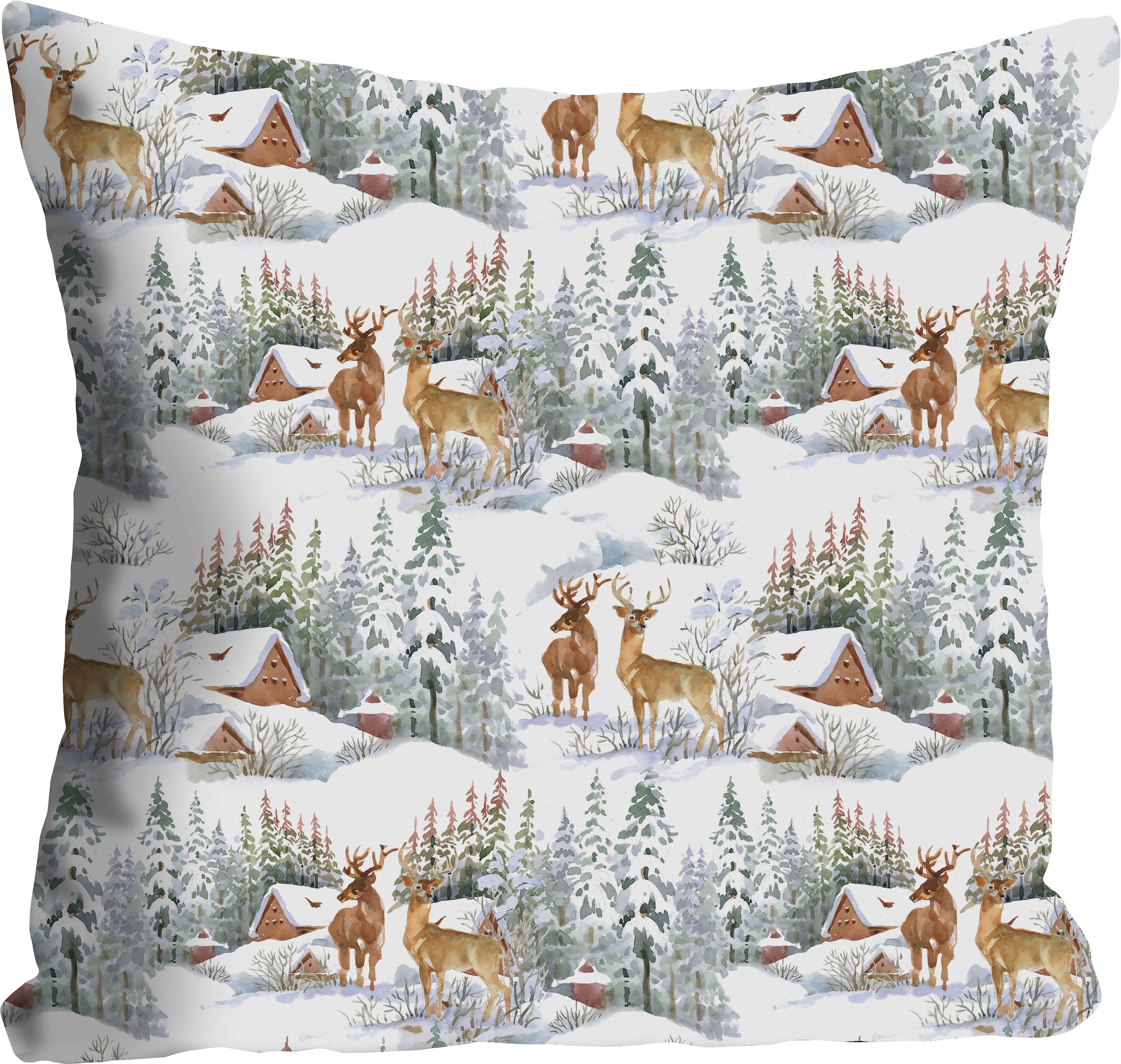 queence Dekokissen »Fabian«, Kissenhülle,Winterlandschaft,Rehe,Schnee,Winte günstig online kaufen