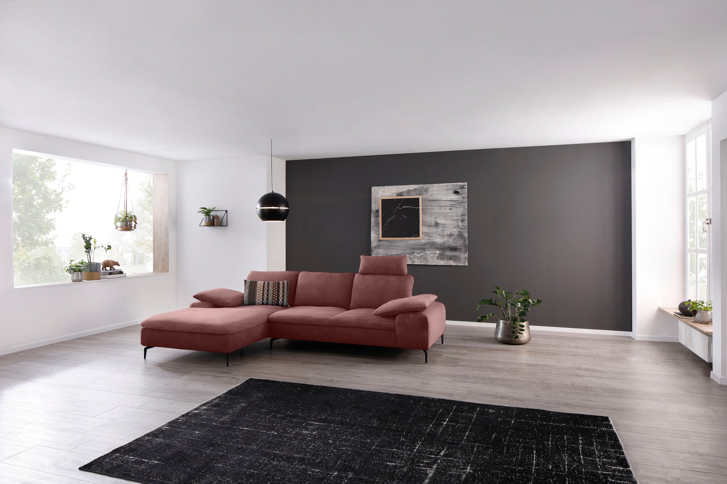 W.SCHILLIG Ecksofa »valentinoo, Designsofa, bequem, elegant und zeitlos, L-Form«, (Set), inklusive Hocker, mit Sitztiefenverstellung, Breite 299 cm