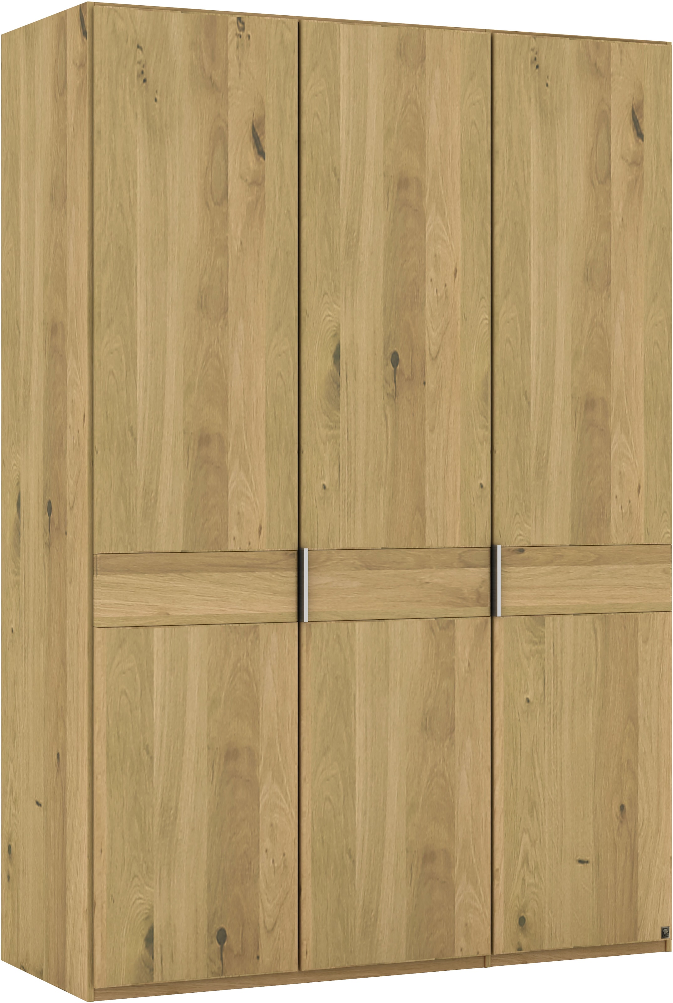 Musterring Drehtürenschrank »Savona, Kleiderschrank, Schrank, Garderobe, teilmassiv Eiche«, (mit Türdämpfern, in 5 Breiten & 2 Höhen, extra Böden, MADE IN GERMANY), Türen in Bianco-Eiche massiv, mit Querriegel, verschiedene Größen