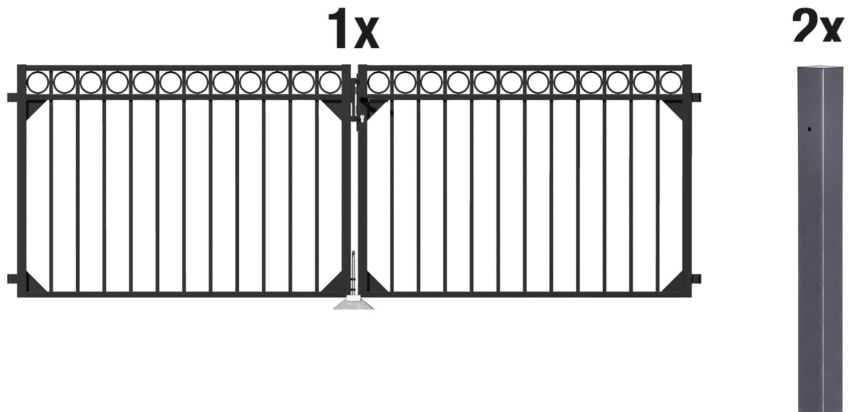 ALBERTS Zaundoppeltür »Circle« Breite: 300 cm, Höhe: 100 und 120 cm schwarz