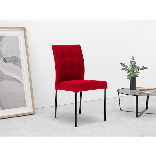 Home affaire 4-Fußstuhl »Enita«, (Set), 2 St., Polyester, mit edler  Knopfheftung in der Rückenlehne, Sitzhöhe 49 cm online kaufen