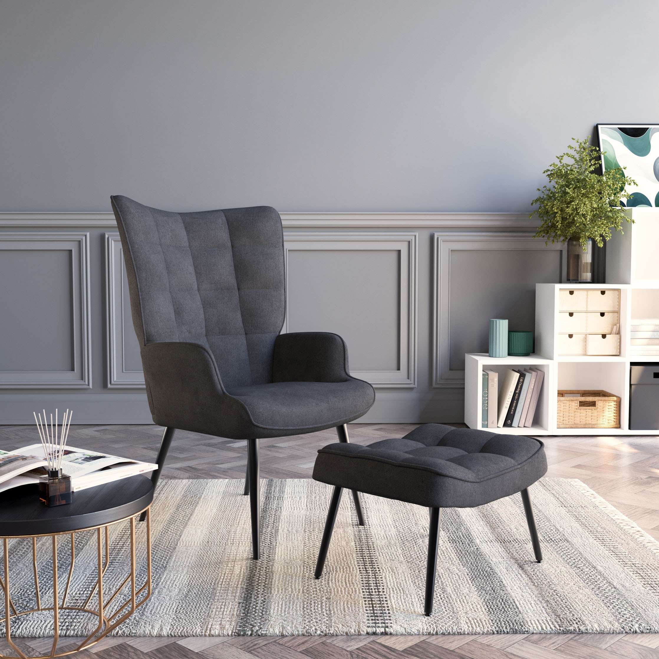 HELA Loungesessel »PAROS« Set, Sessel mit Hocker, 2 Stk. tlg. Sessel mit Ho günstig online kaufen